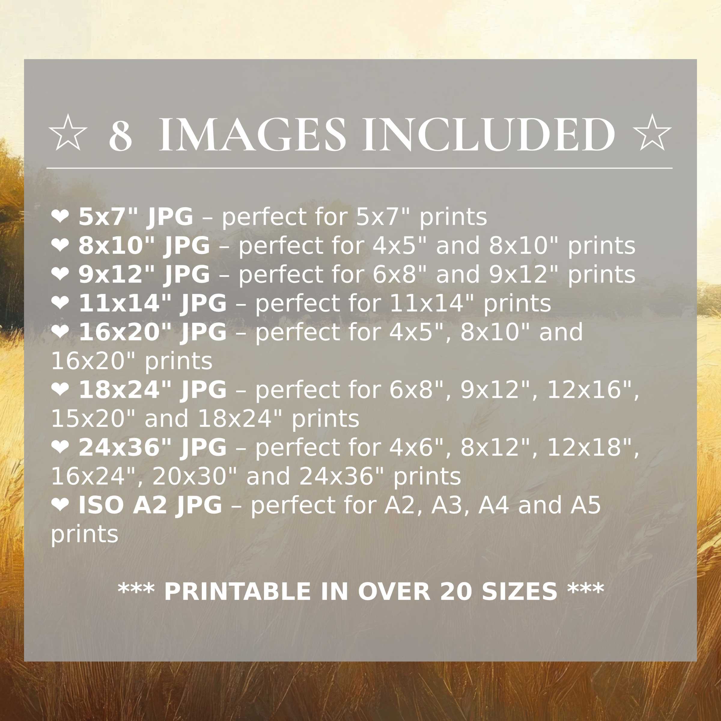Farmhouse digital print exudes warm golden hues and serene earth tones, enhancing modern interiors with style Includes 8 high-quality sizes in one download for effortless, versatile décor
