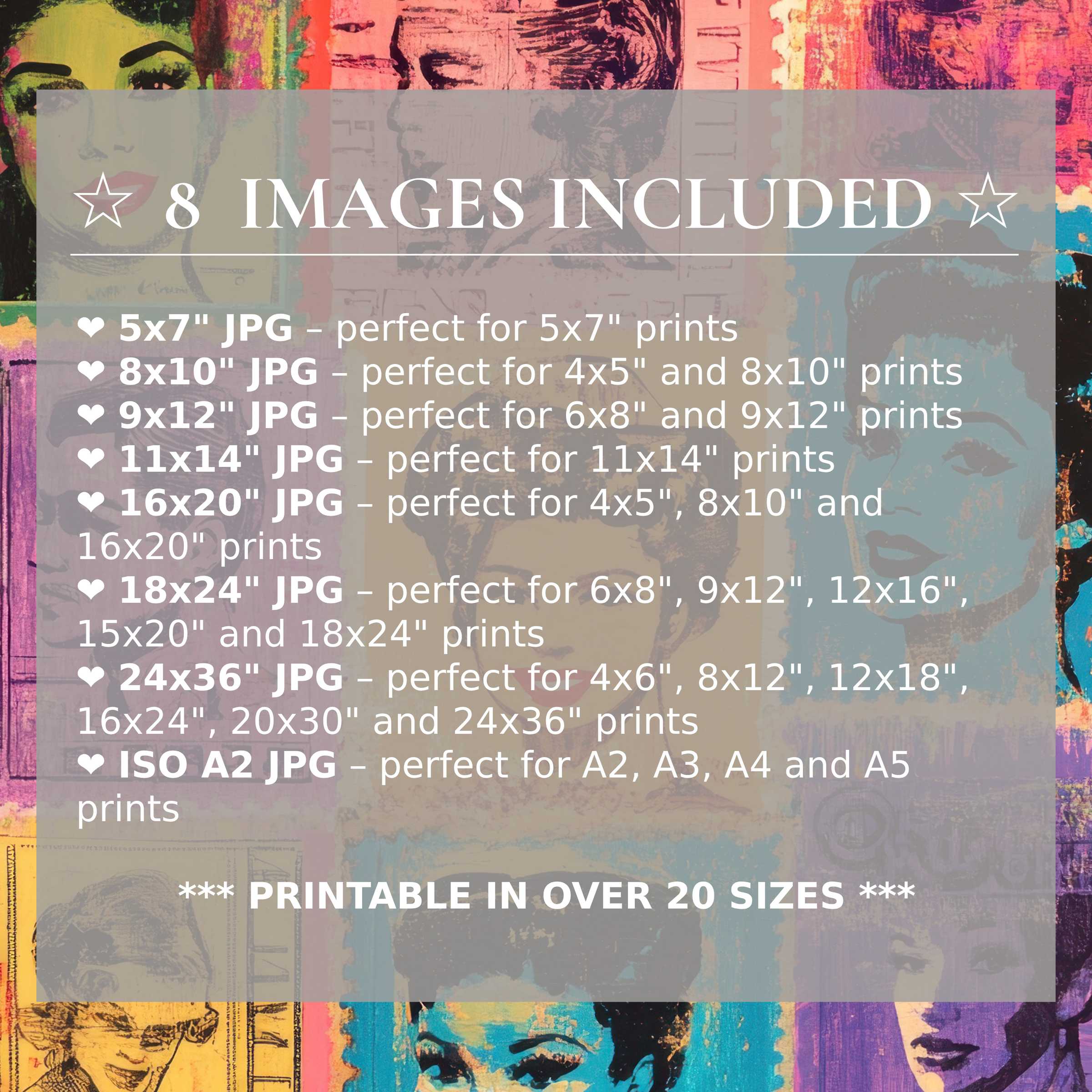 Radiant pop art digital print in vivid coral, teal, and gold hues, delivered in 8 high-quality sizes to elevate modern interiors with timeless sophistication and flexible style