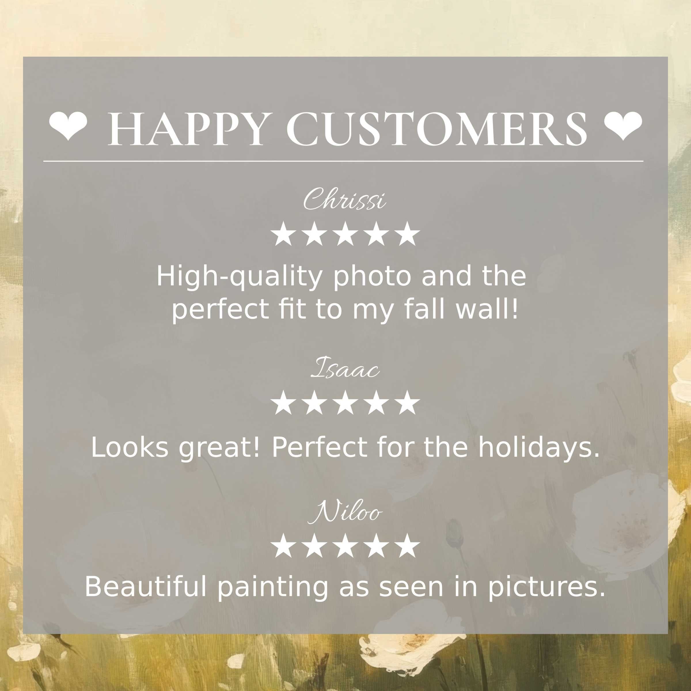 spring art for Frame TV with abstract floral background, elegant design showcasing happy customer reviews and refined trust-building layout