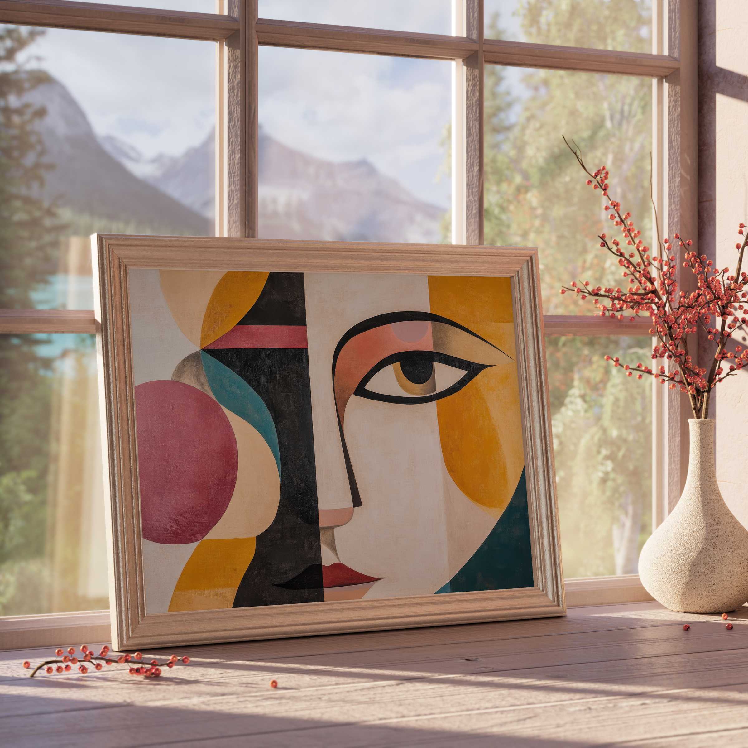 Minimalist downloadable art capturing warm, abstract elegance with bold shapes and muted tones for curated, tranquil interiors