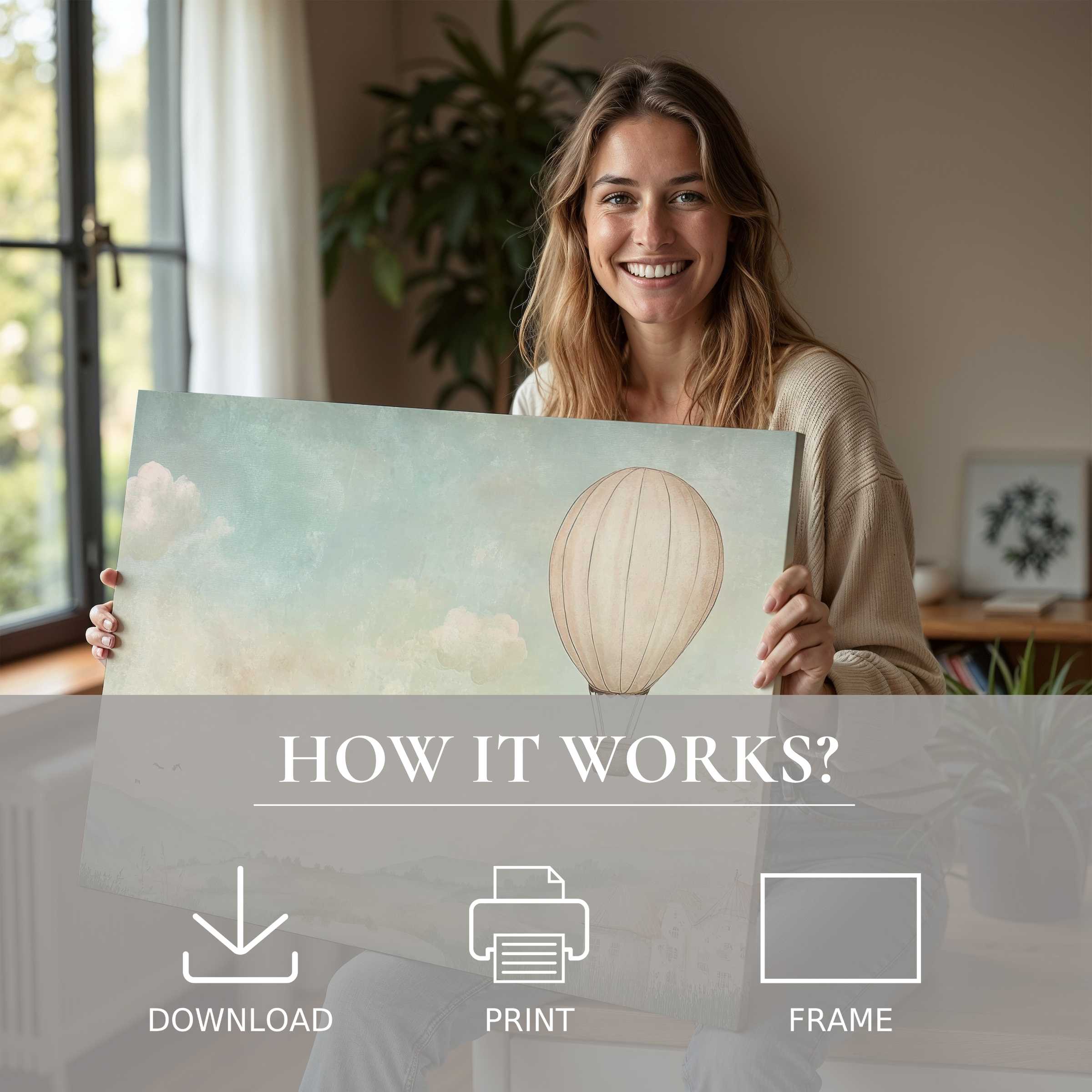 Joyful connection with nursery digital art print elevates serene spaces, blending effortless style with timeless home warmth