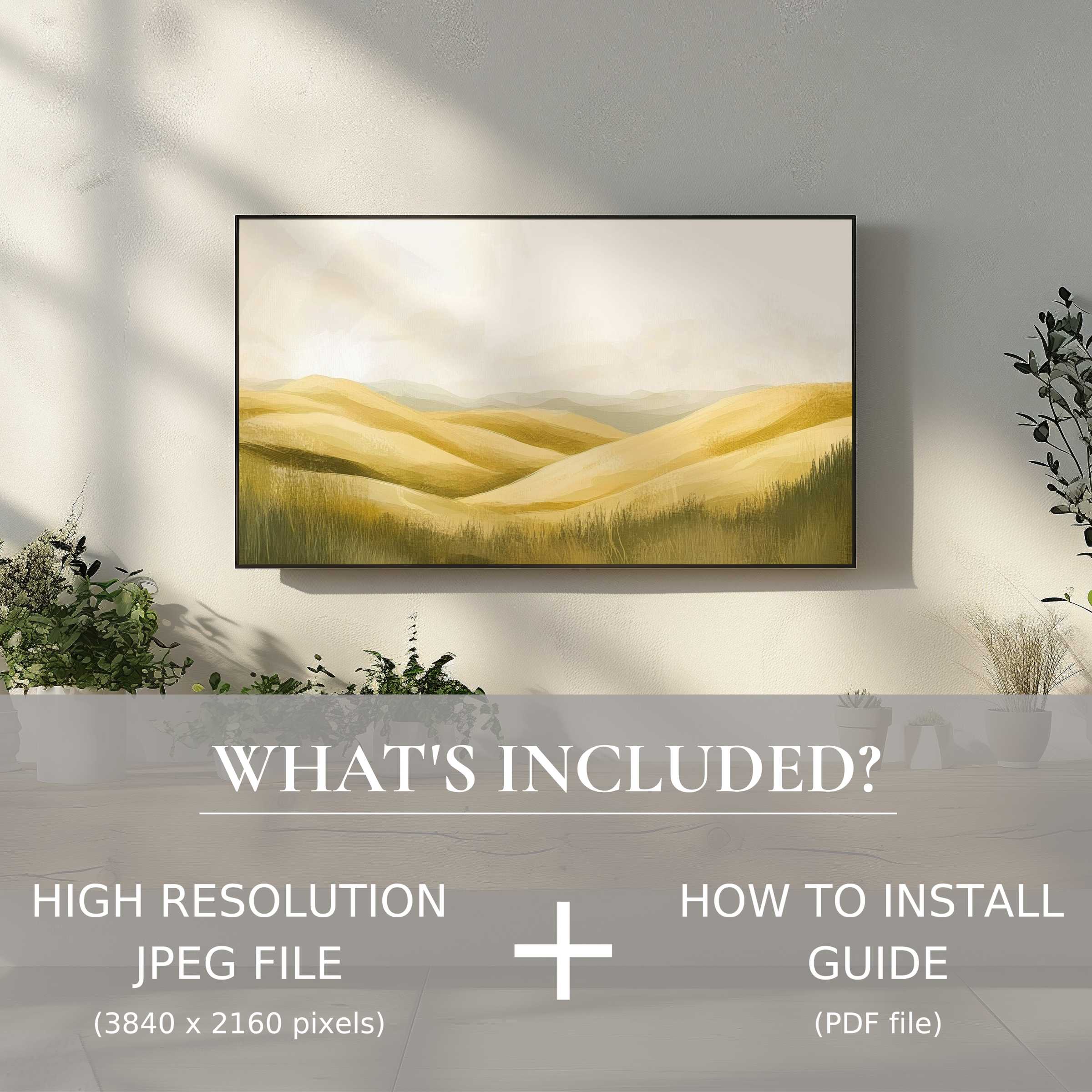 Elegant landscape digital TV art download, instantly elevating modern spaces with easy digital use and serene decor