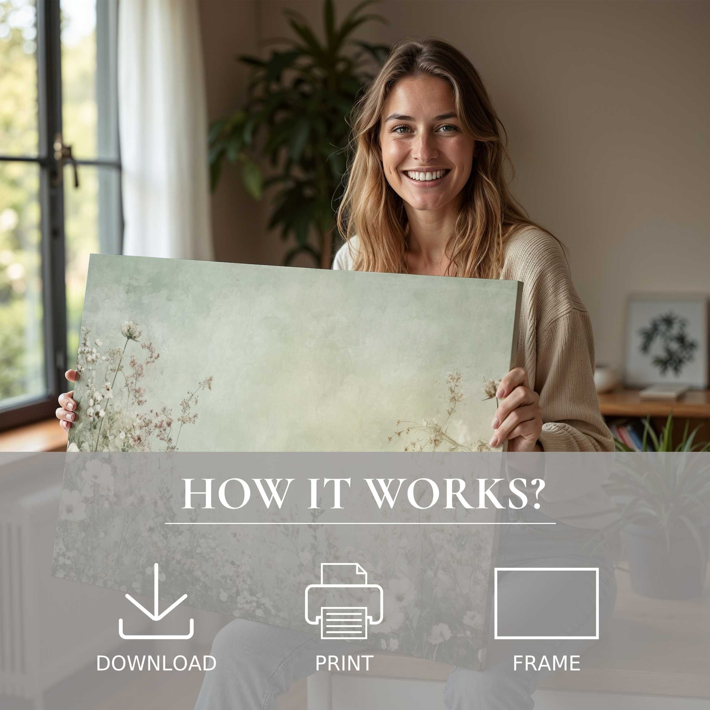 Radiating calm and joy, this boho digital art print transforms modern living spaces with effortless elegance and heartfelt connection