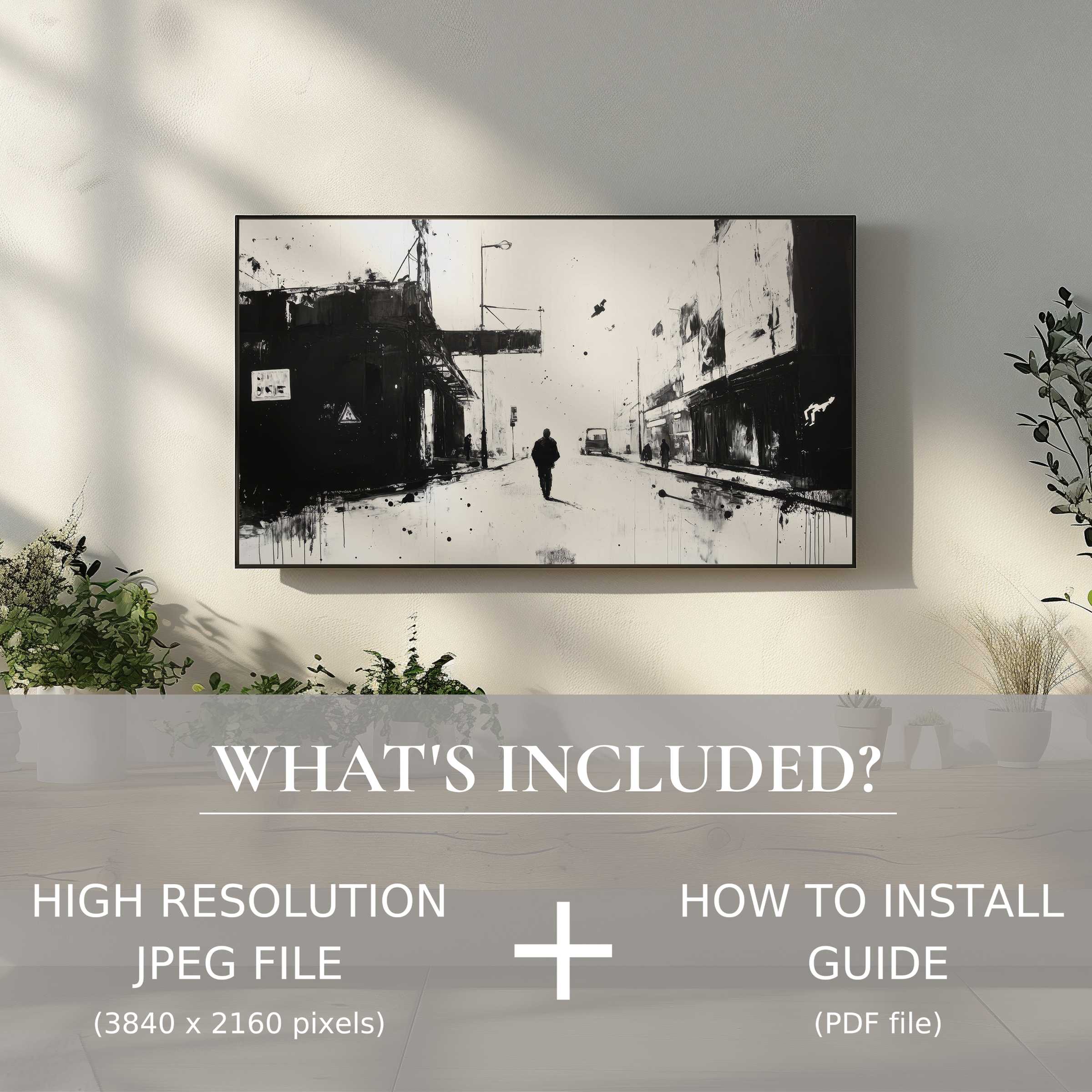 Elegant street art digital TV art download enhances modern living spaces with easy digital use and stylish urban imagery