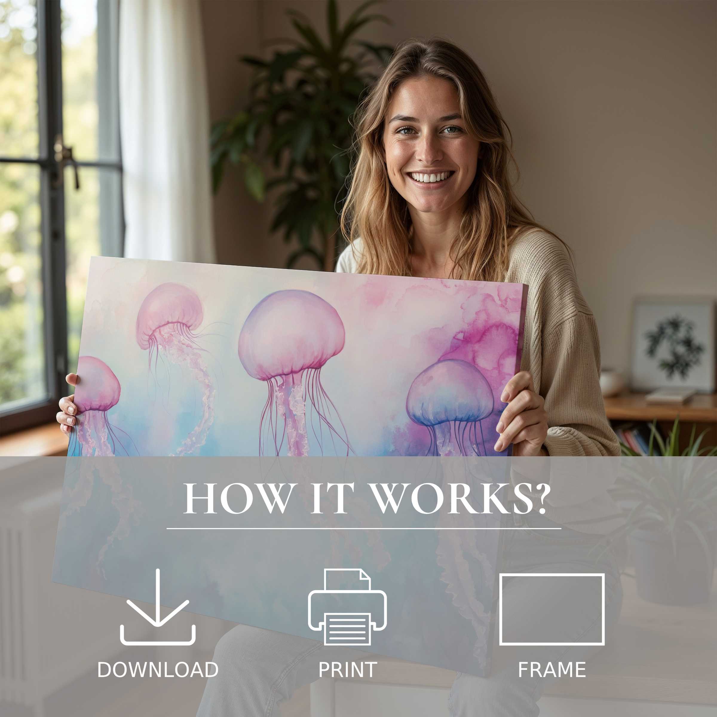 Contemporary nursery digital art print radiates gentle joy and tranquility, elevating modern spaces with effortless beauty