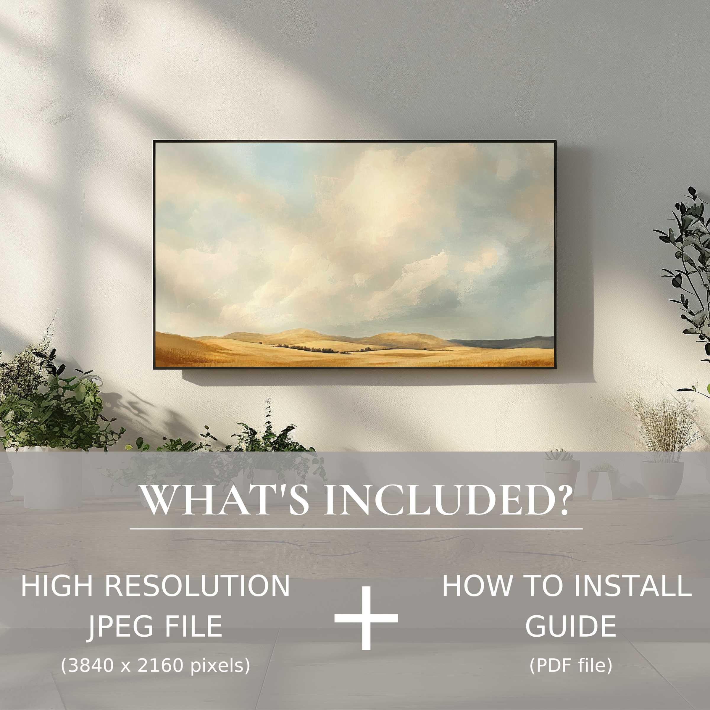 Elegant farmhouse digital TV art download enhancing modern living spaces with easy installation and high-resolution imagery