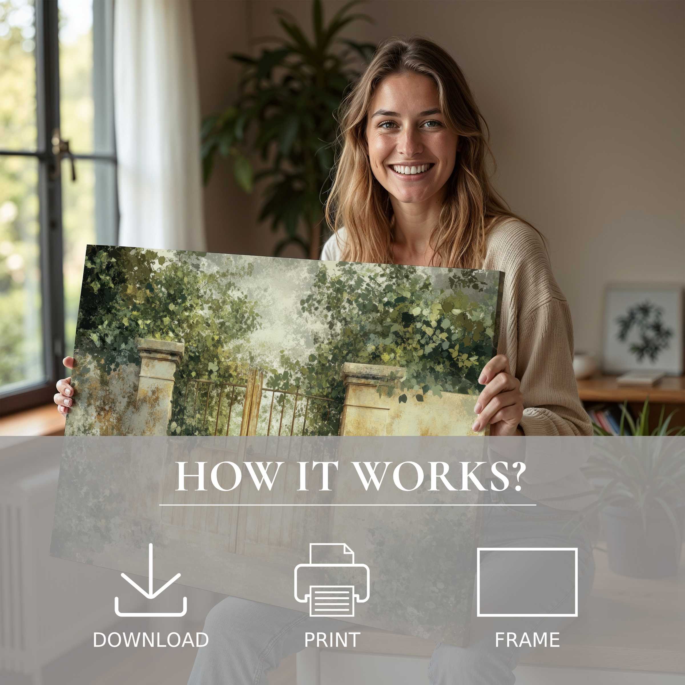 Radiant spring digital art print inspires serene connection in a modern home, elevating everyday living with effortless elegance