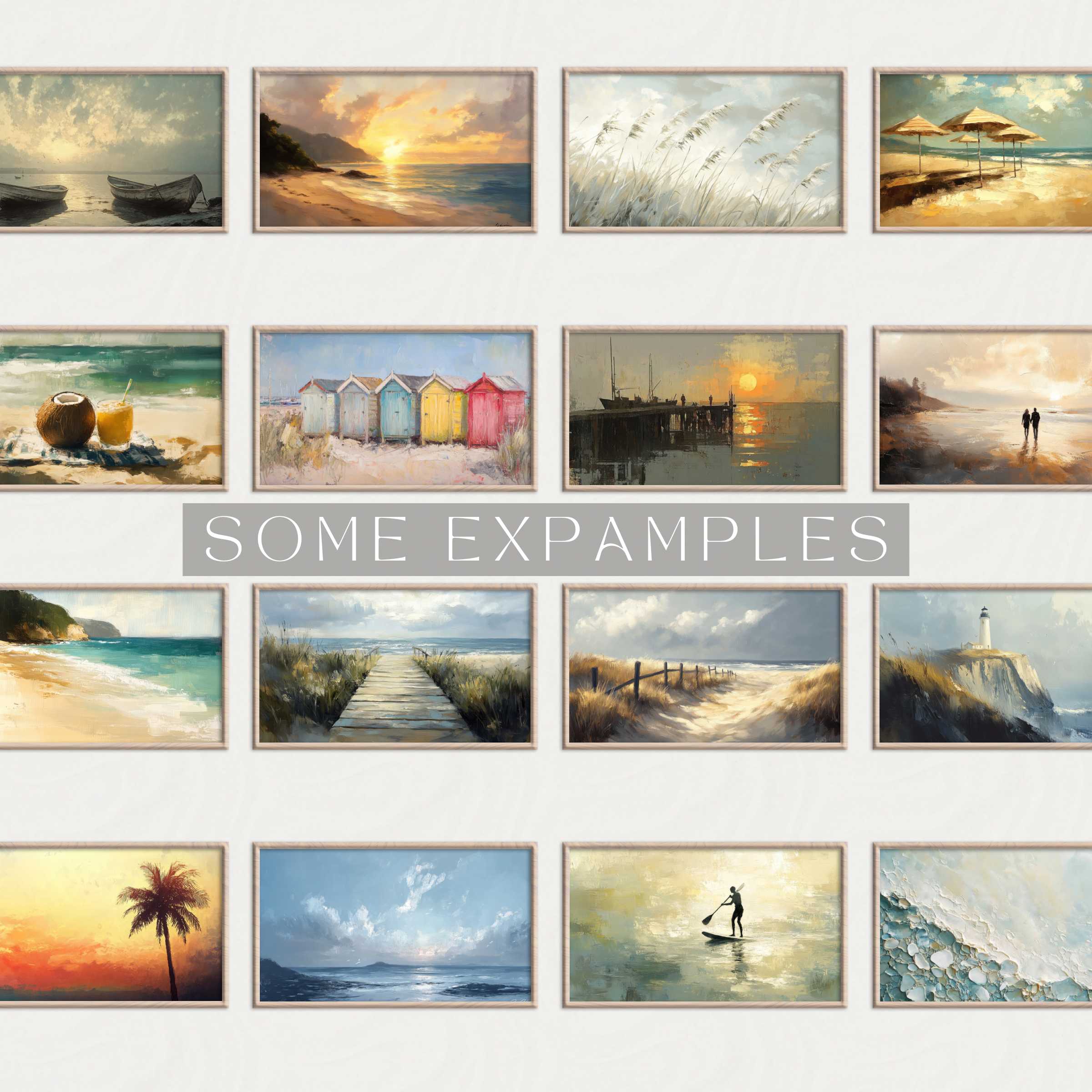 Beach Frame TV Art collection showcasing serene coastal scenes and sophisticated beach-inspired home decor paintings