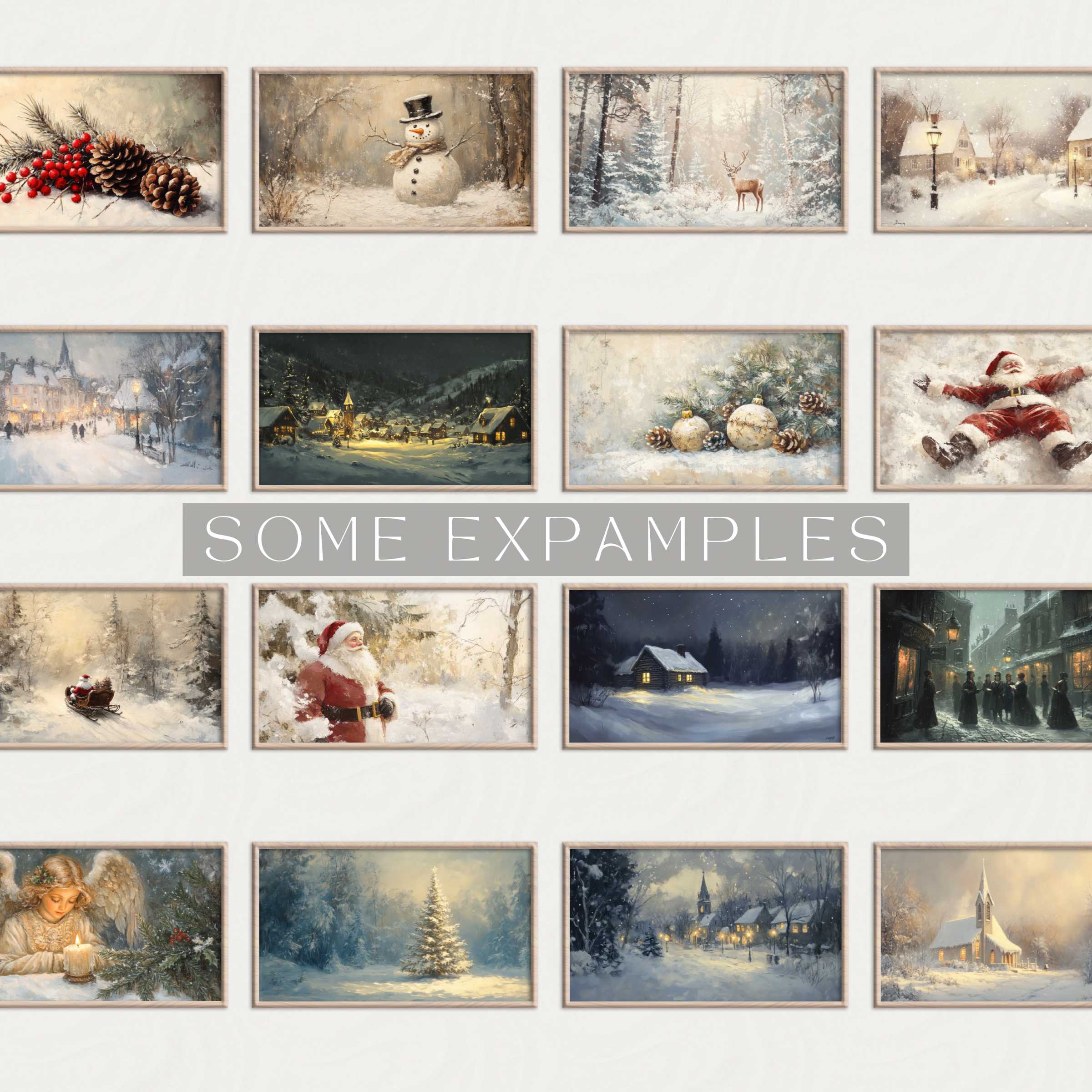 Christmas Frame TV Art collection showcasing elegant winter scenes and festive icons for sophisticated home decor