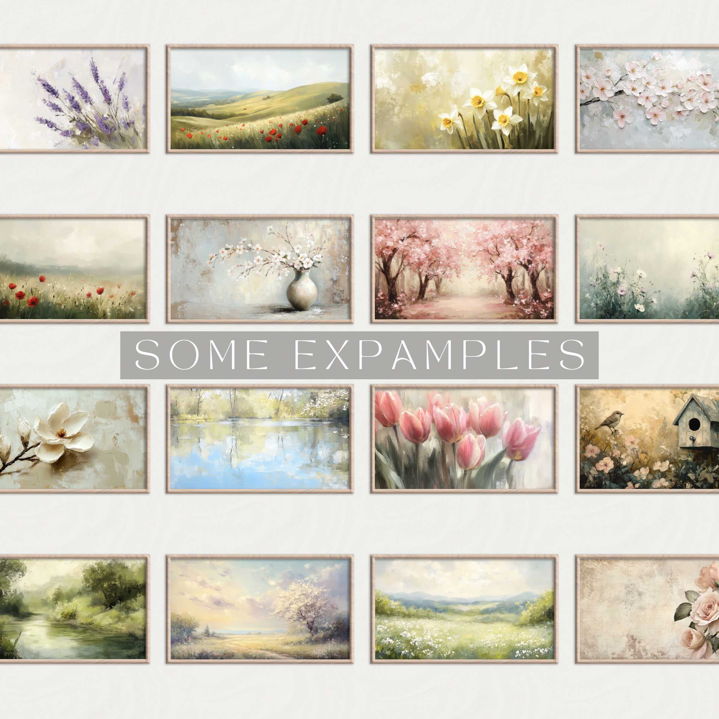 Spring Wall Art Prints featuring delicate flowers, serene landscapes, and soothing pastel tones for elegant decor