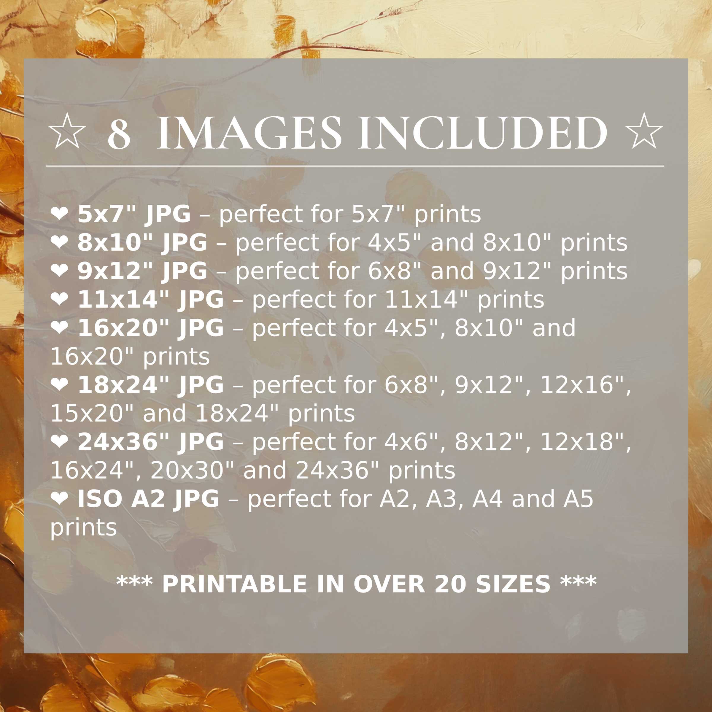 Radiant fall digital print in warm amber and gold tones, delivered in 8 high-quality sizes to elevate any modern interior