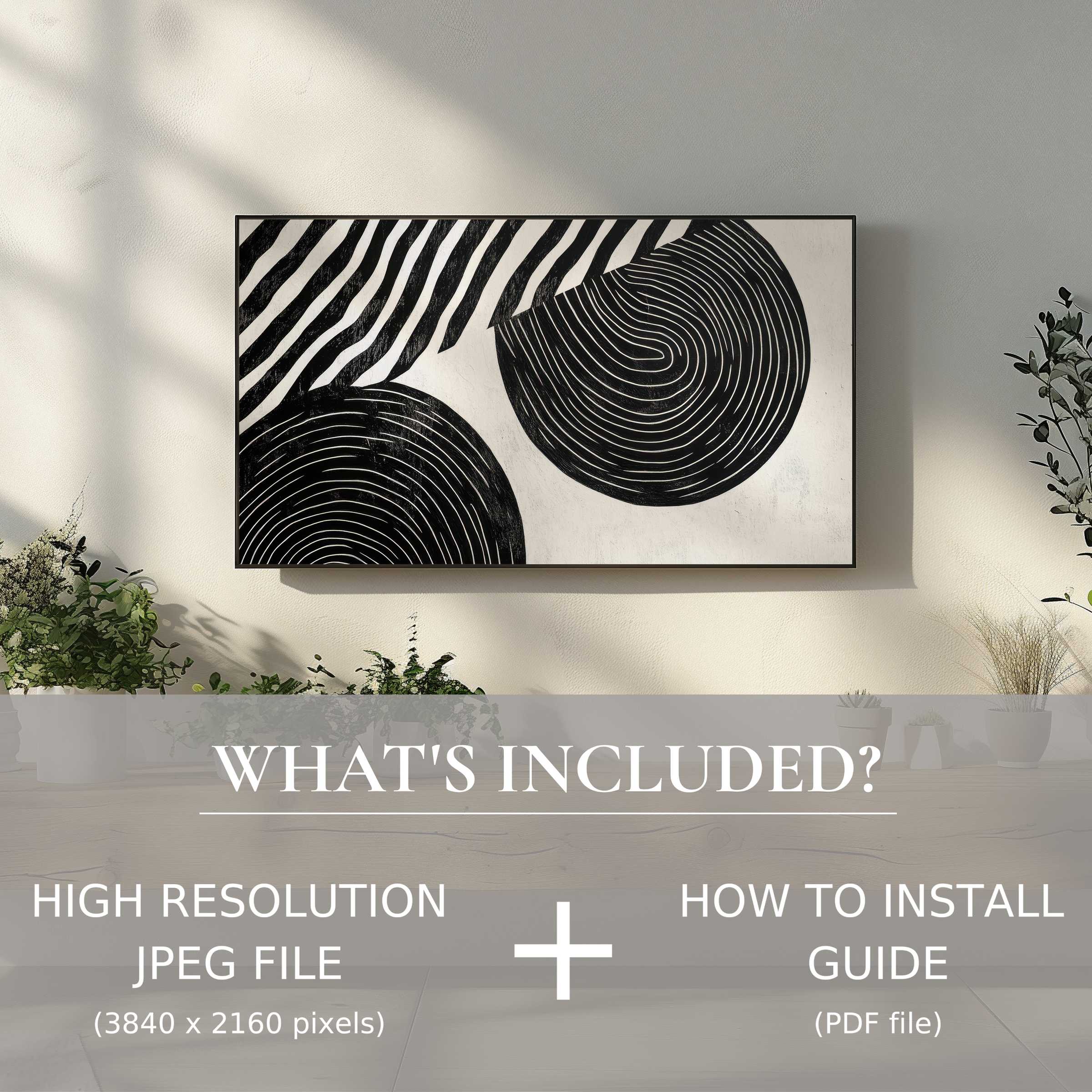 Elegant modern digital TV art download enhances serene living spaces with easy, high-res use and stylish abstract design