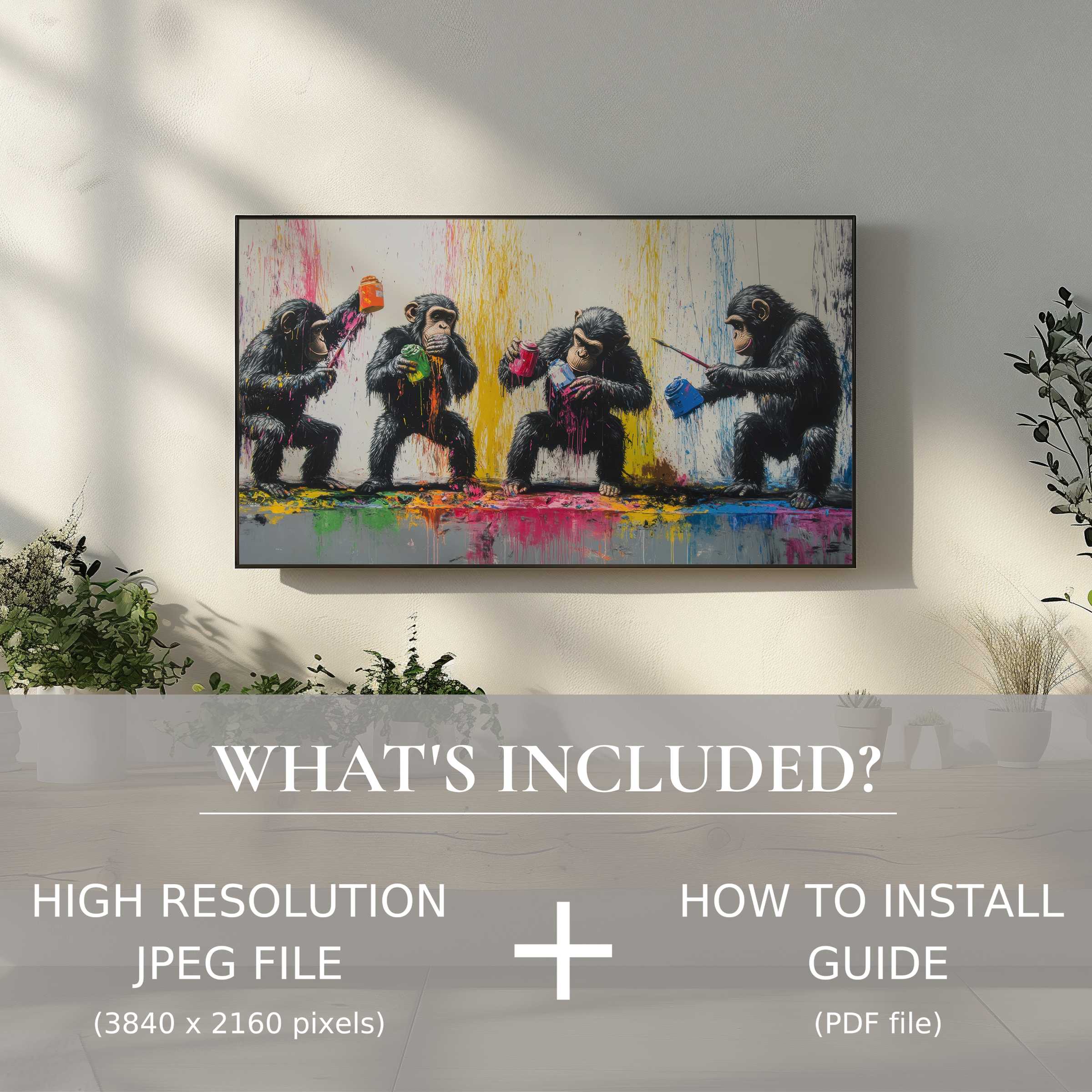 Street art digital TV art download enhances modern living spaces with easy digital use, adding vibrant, stylish charm