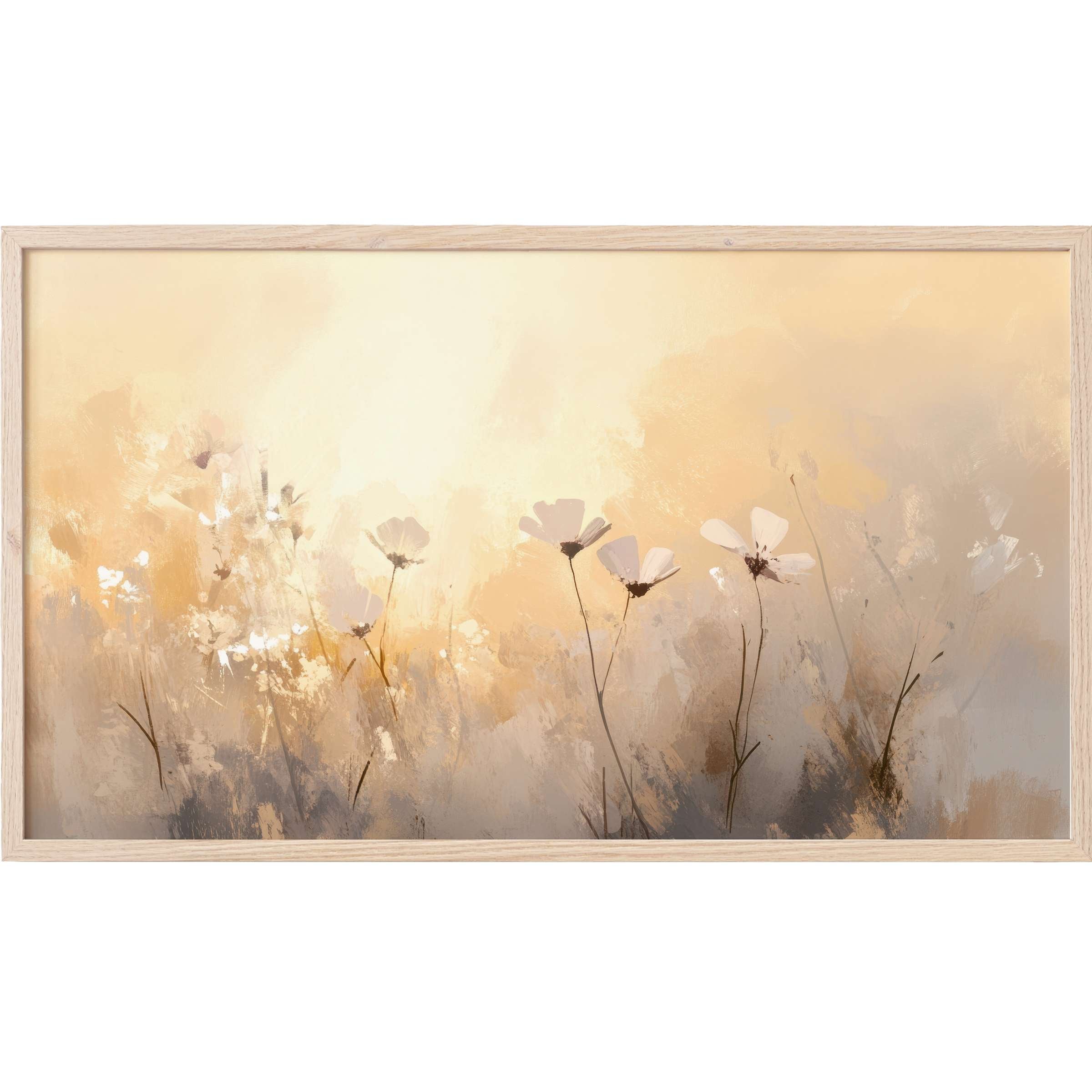Soft floral silhouettes in muted beige and warm gray tones evoke calm elegance in this spring Frame TV Art