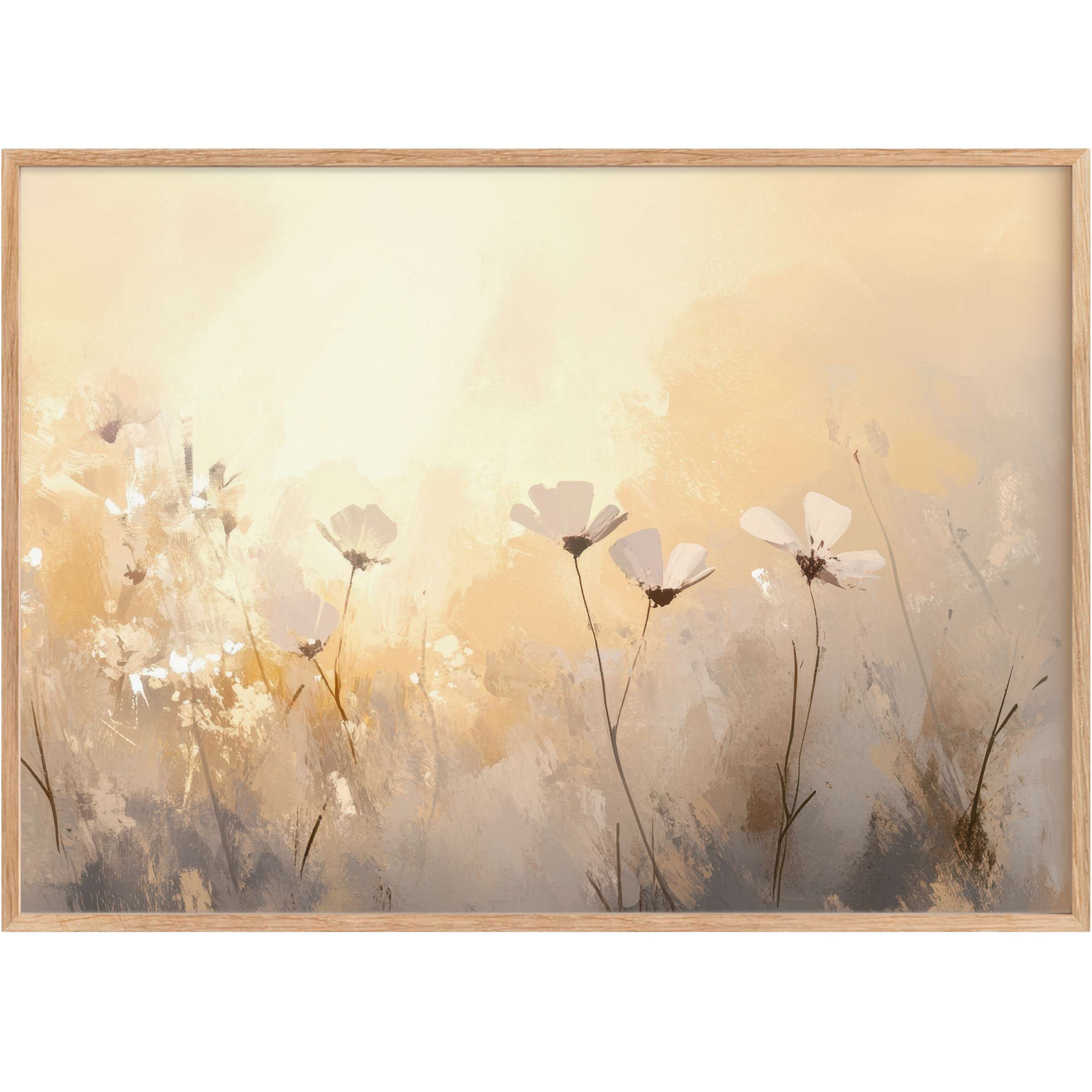 Ethereal spring printable wall art in soft beige and cream hues, evoking a radiant, serene ambiance for elegant interiors