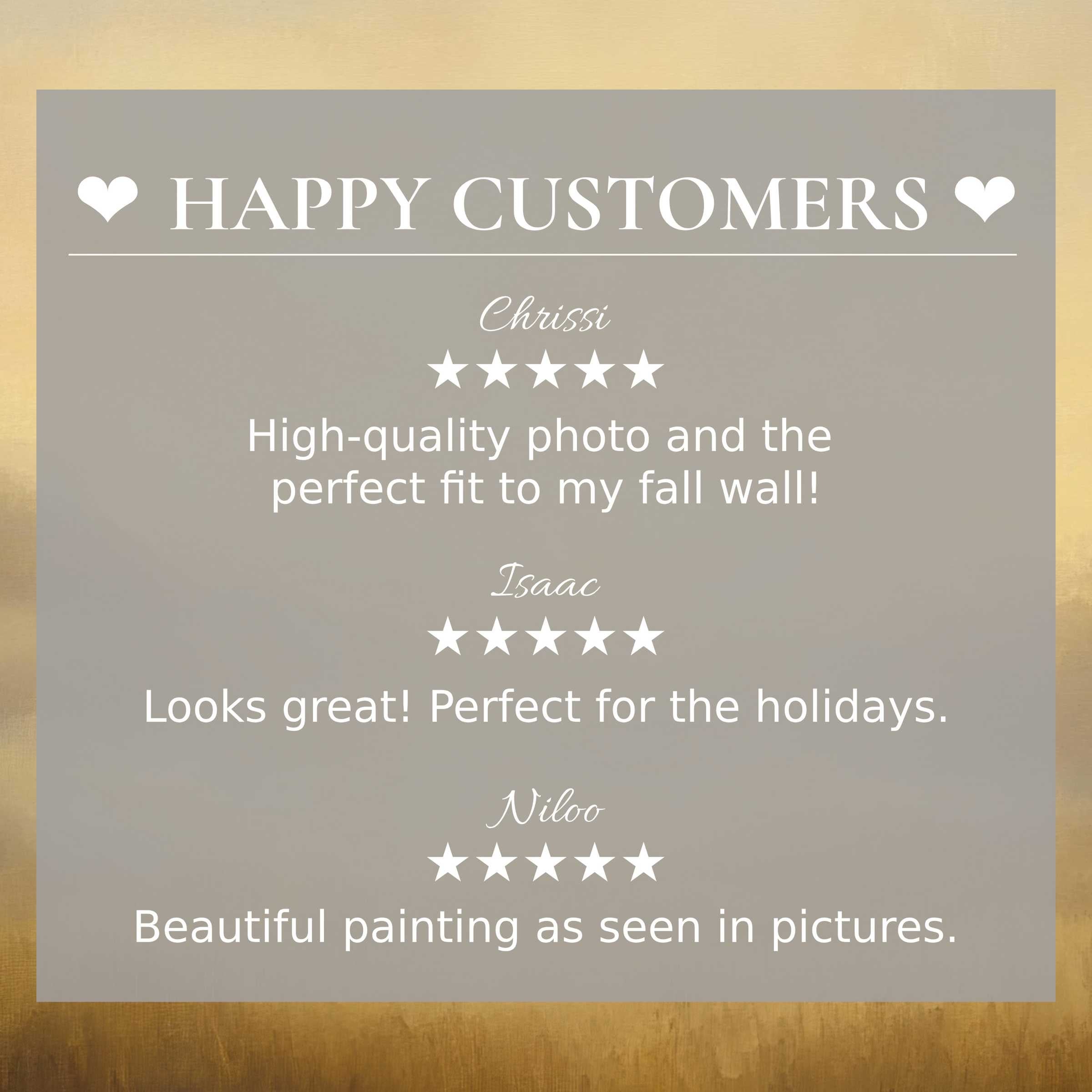 Refined fall art for Frame TV with abstract sunset hues, showcasing happy customer reviews that inspire trust and elegance
