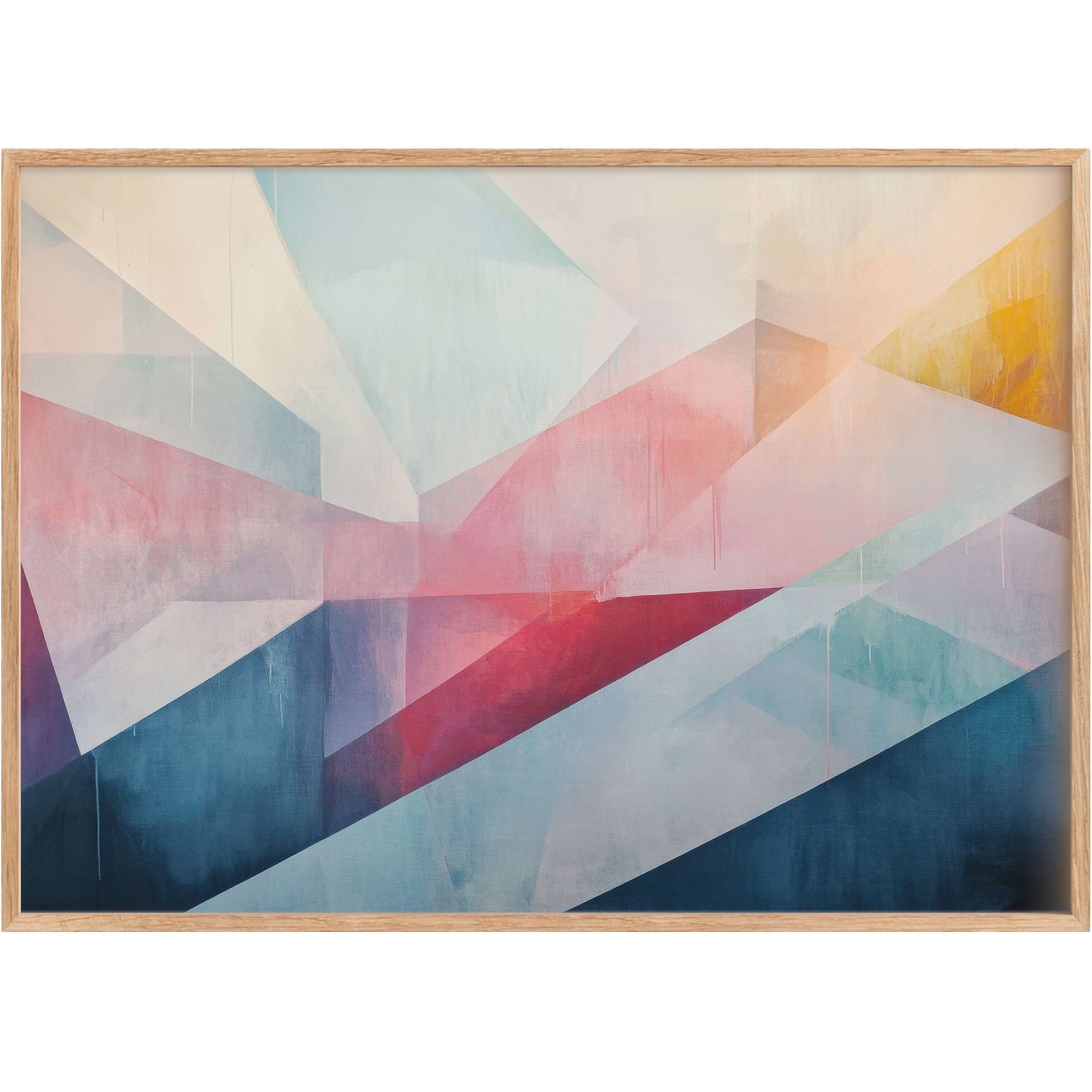Sophisticated abstract printable wall art blending serene blues, soft pinks, and warm gold for a radiant, uplifting ambiance