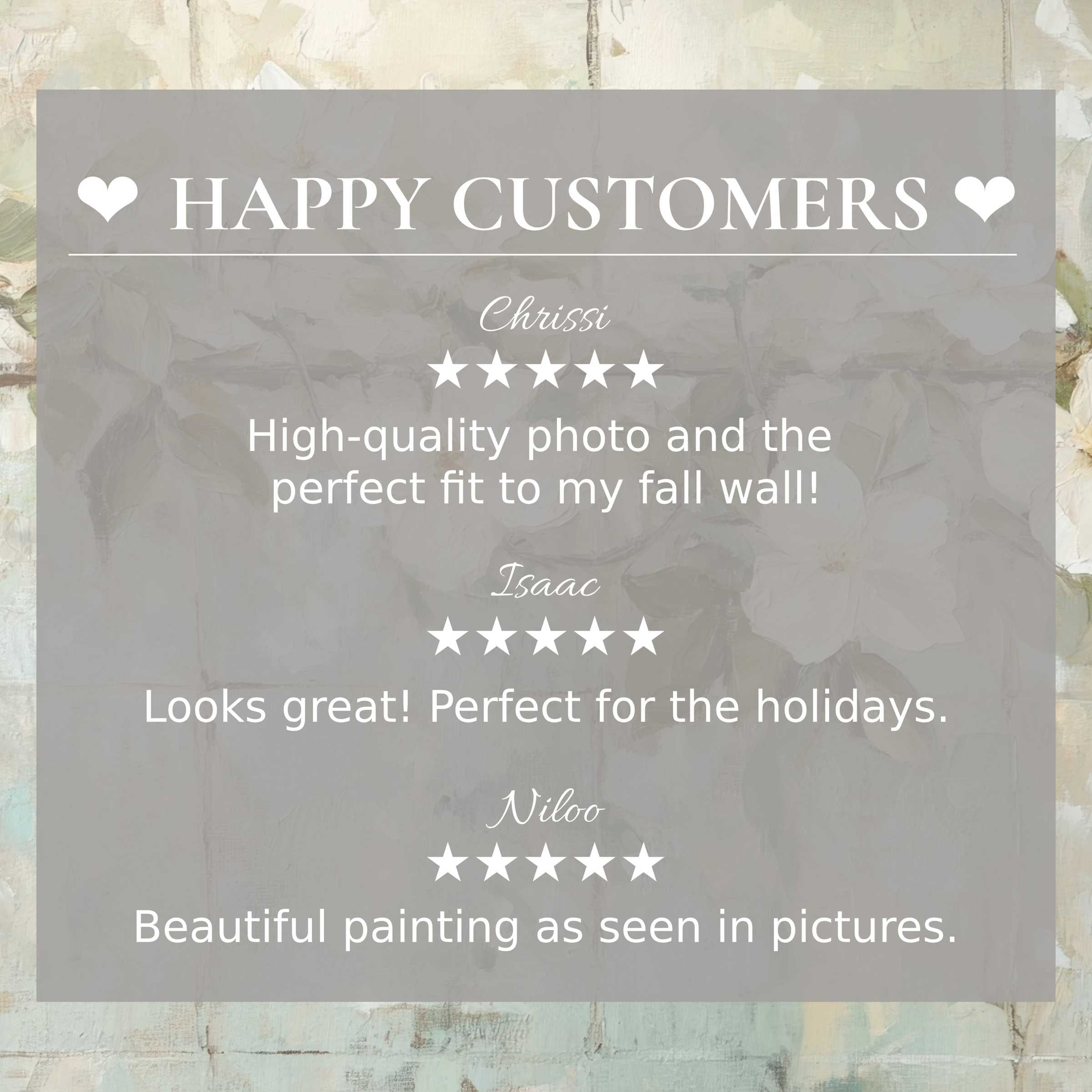 Elegant botanical art for Frame TV with muted florals; layout inspires trust with reviews and happy customer praise