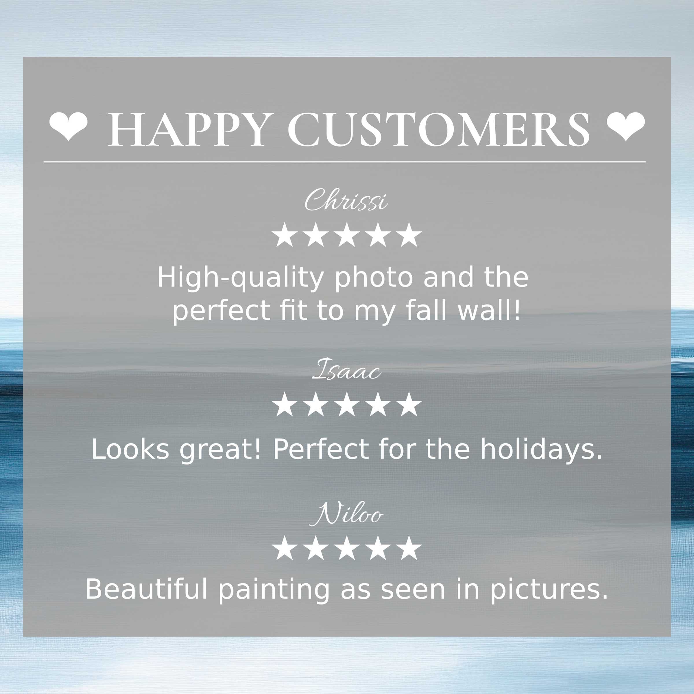 Modern art for Frame TV with abstract blue-gray strokes; happy customer reviews build trust and elegance