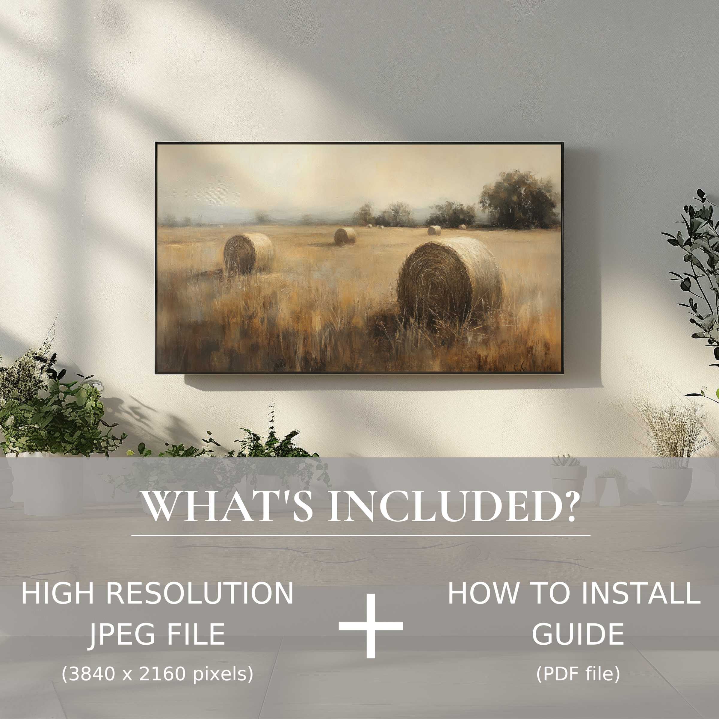 Vintage digital TV art download, easy to use, elegantly enriches your living space with rustic charm and warmth