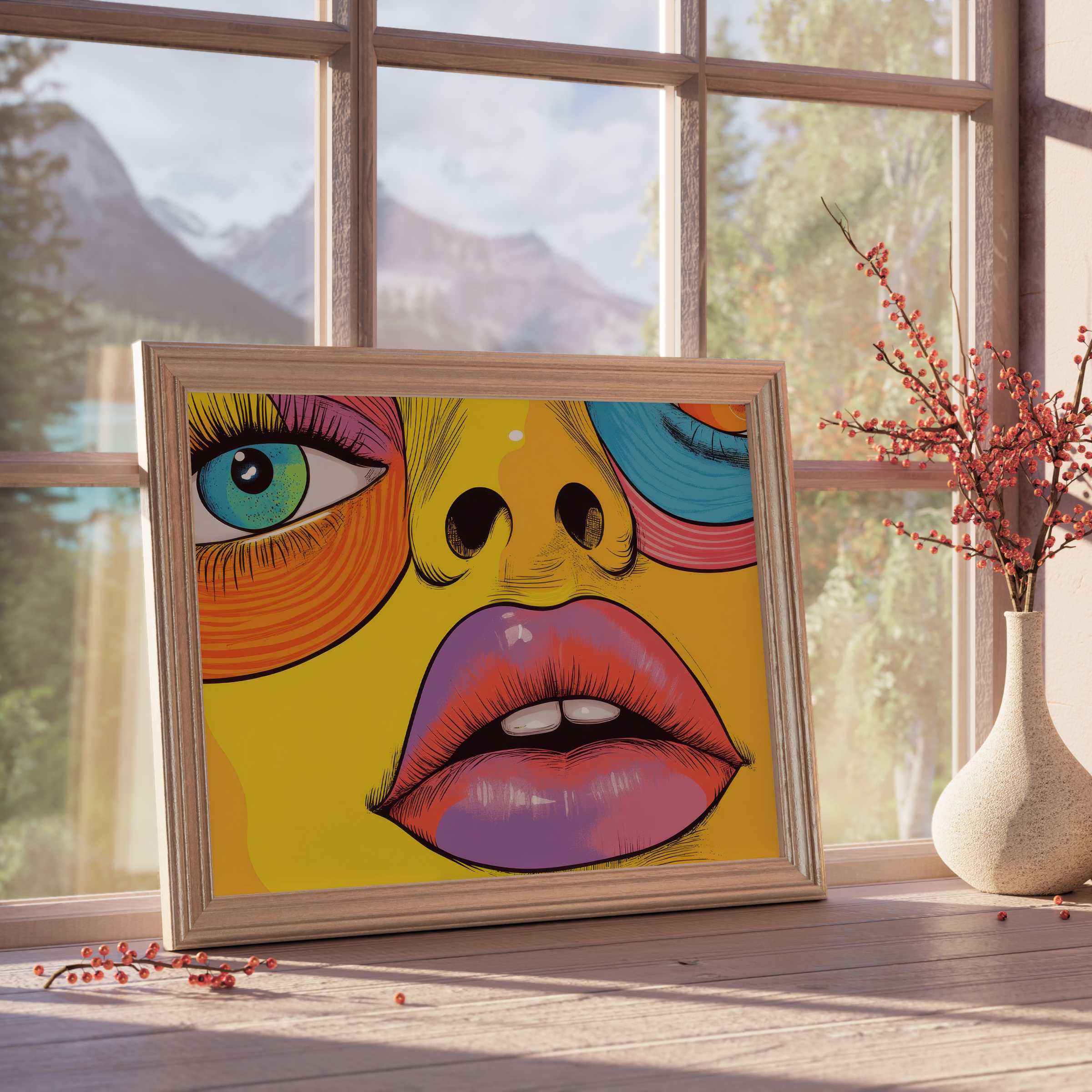 Vibrant pop art downloadable art ignites curated interiors with bold colors and emotive detail, enhancing sophisticated, modern spaces