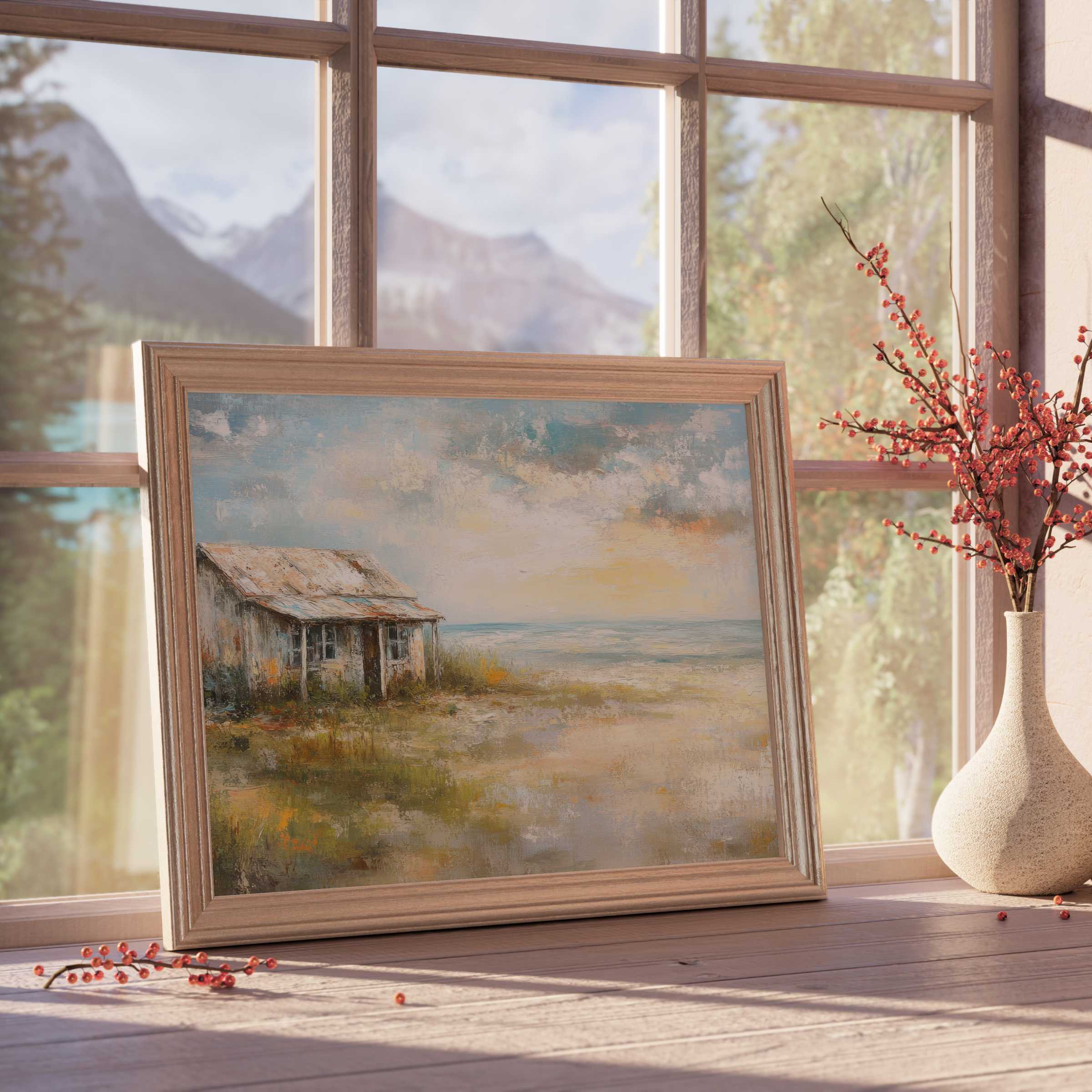 Coastal downloadable art capturing serene shorelines and rustic charm, perfect for curated, tranquil, design-forward interiors