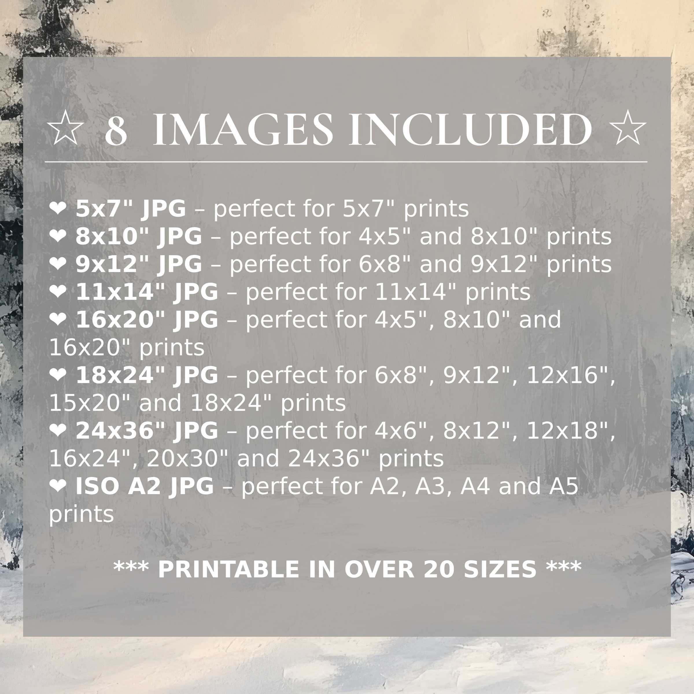 Winter digital print with serene blues and soft grays, delivering radiant calm and versatile elegance in 8 high-quality sizes