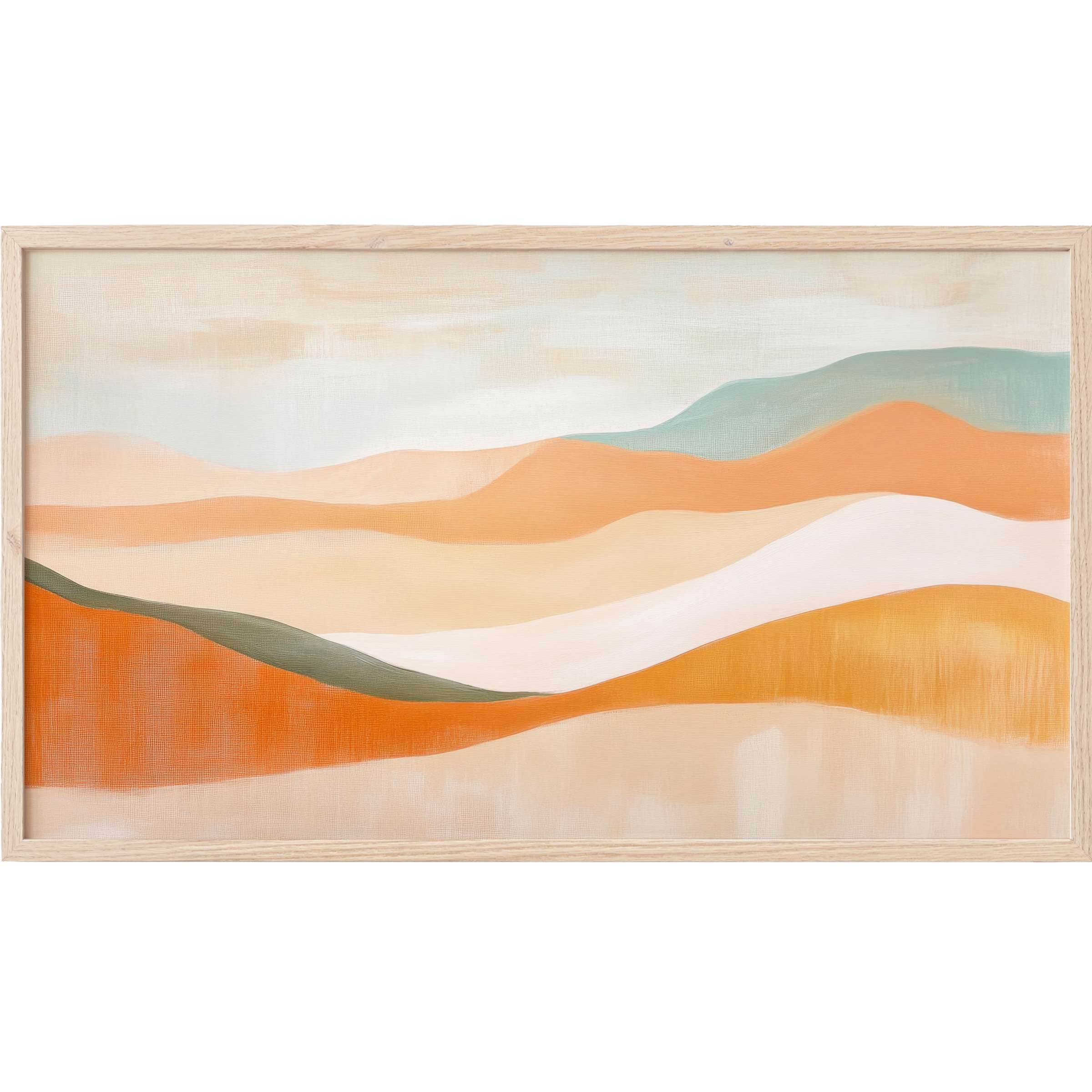 Elegant abstract landscape with soft earth tones and muted greens, perfect boho Frame TV Art for stylish interiors