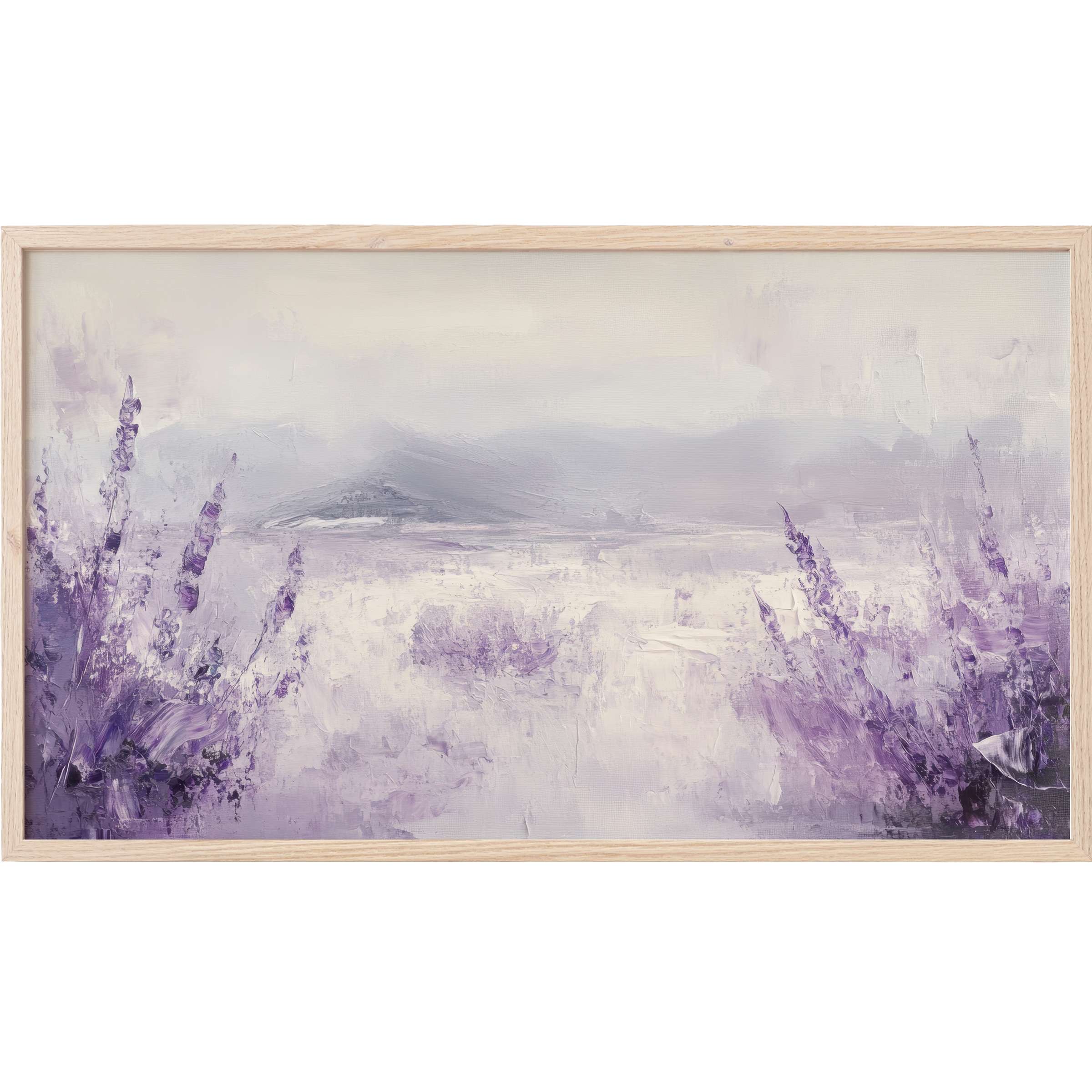 Soft lavender and cream hues merge in a textured, impressionistic botanical Frame TV Art for modern interiors