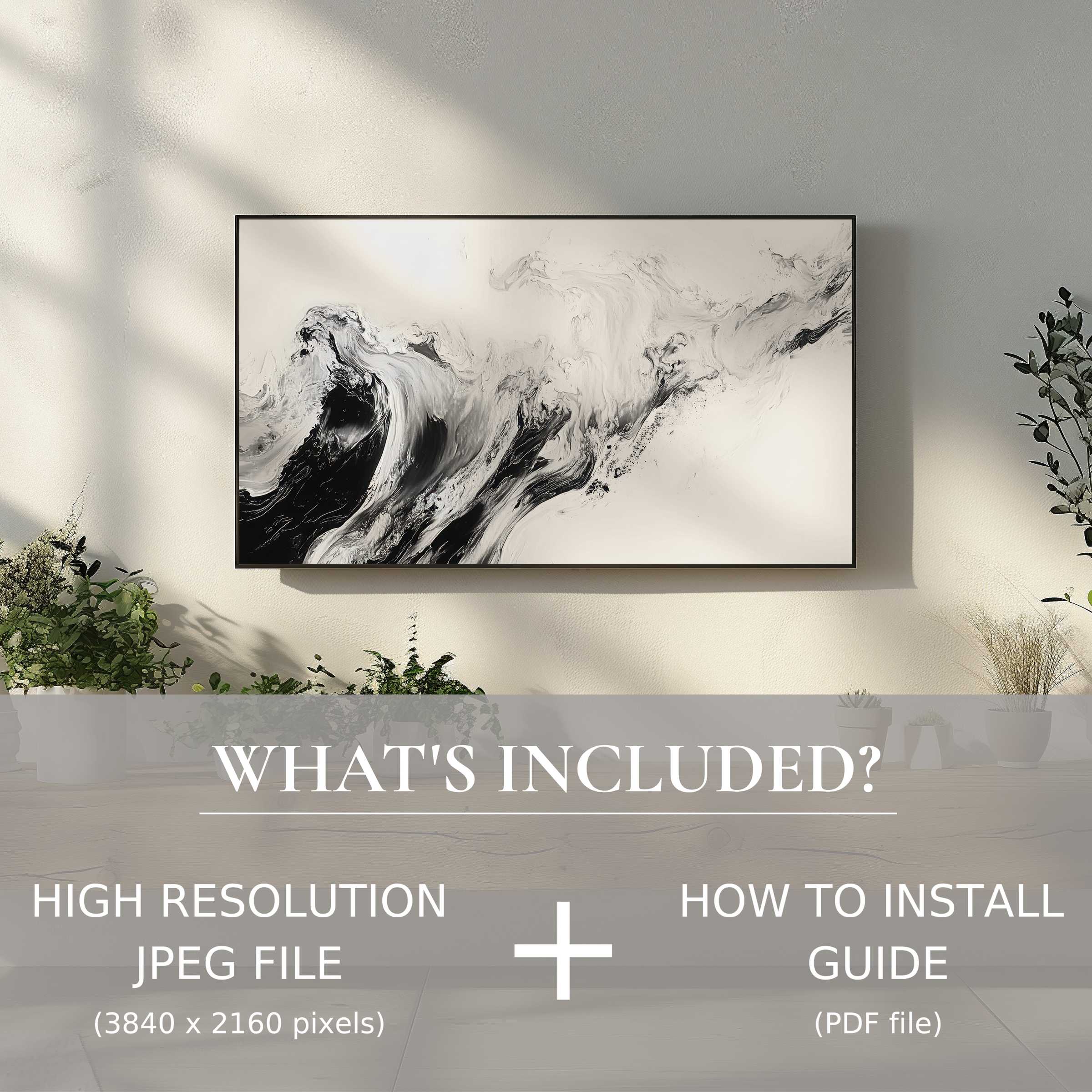 Elegant neutral digital TV art download enhances living space with easy digital use in a modern, stylish setting