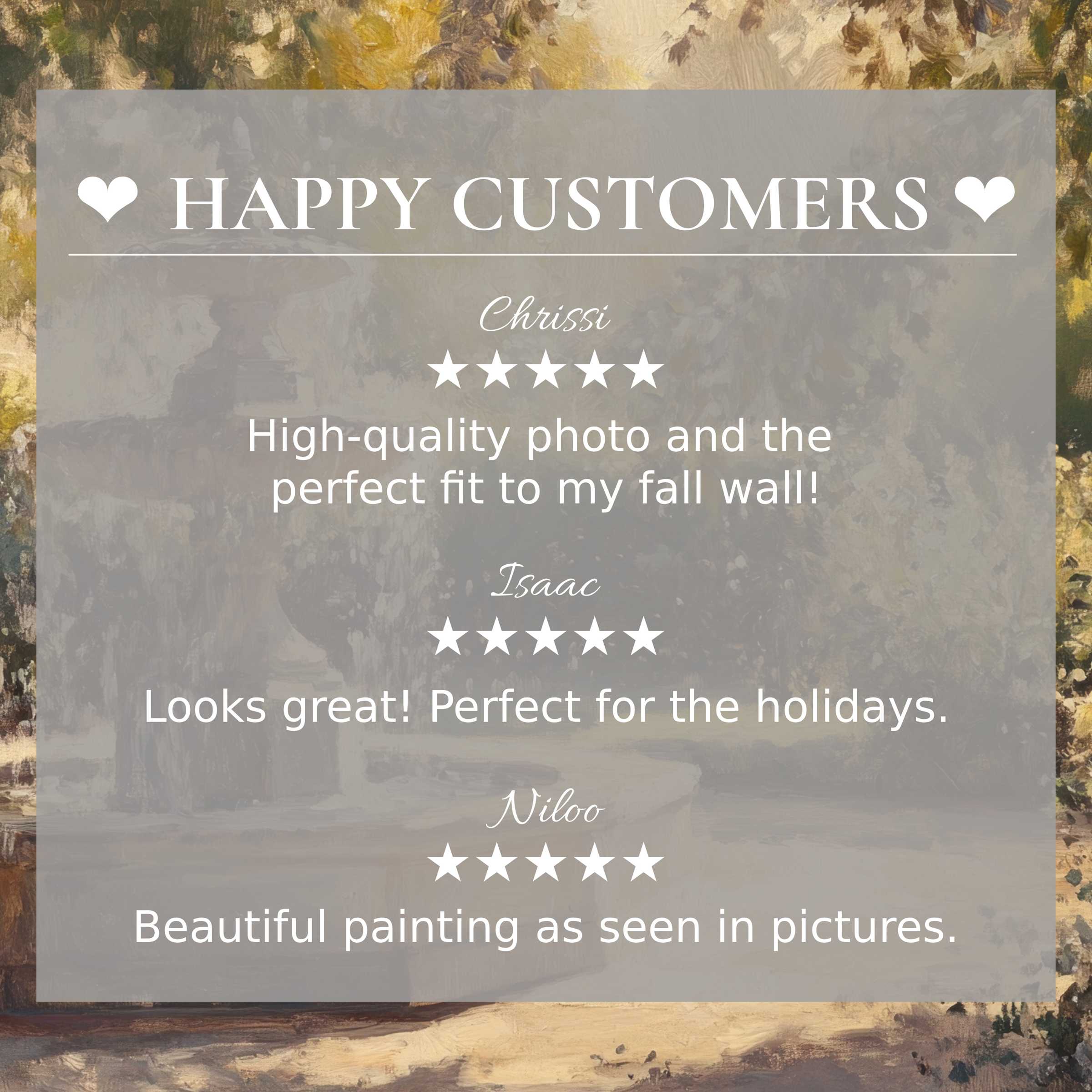 Vintage art for Frame TV with warm, autumnal tones; happy customer reviews build trust and highlight its refined elegance