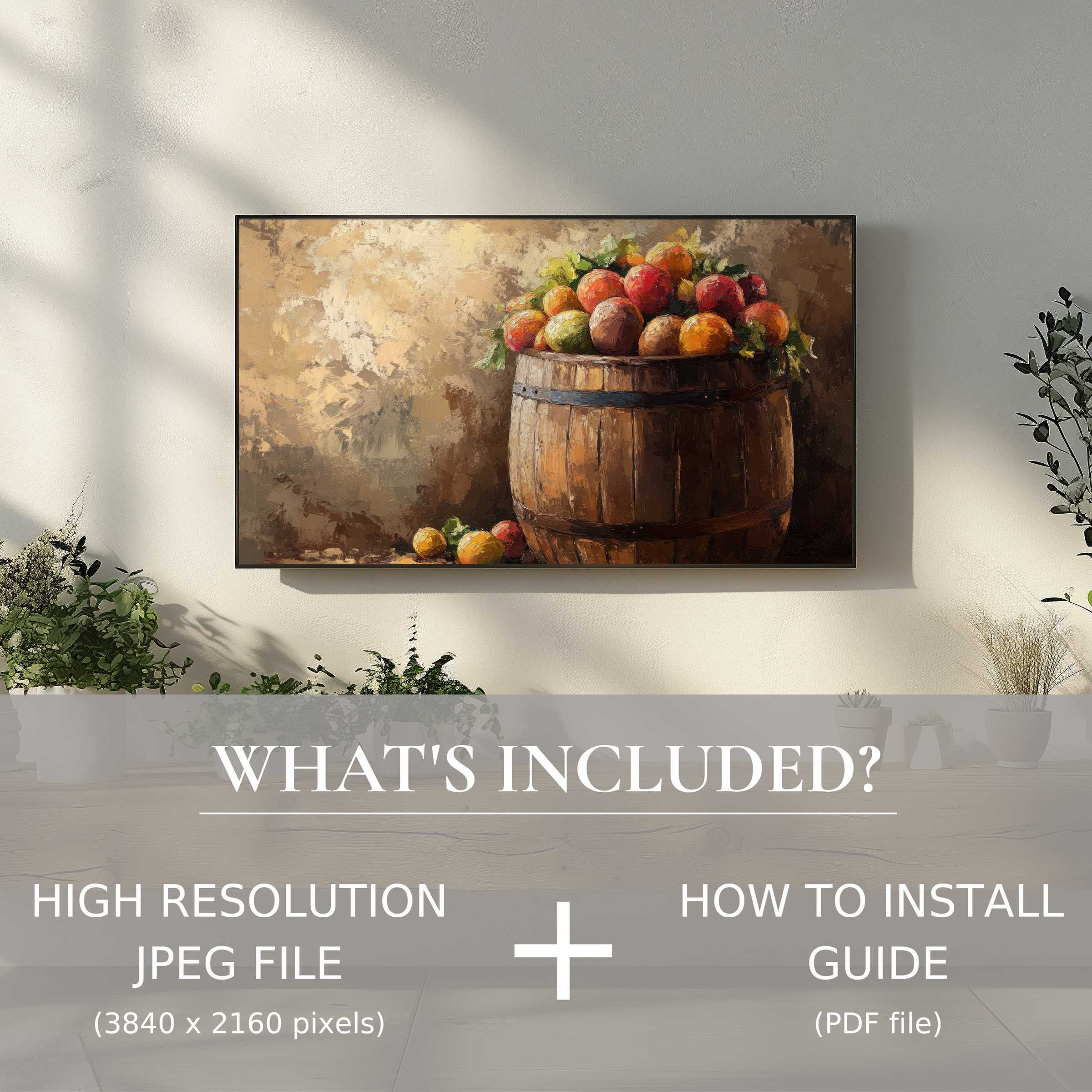Elegant farmhouse digital TV art download with easy use, enhancing your living space with rustic charm and modern style
