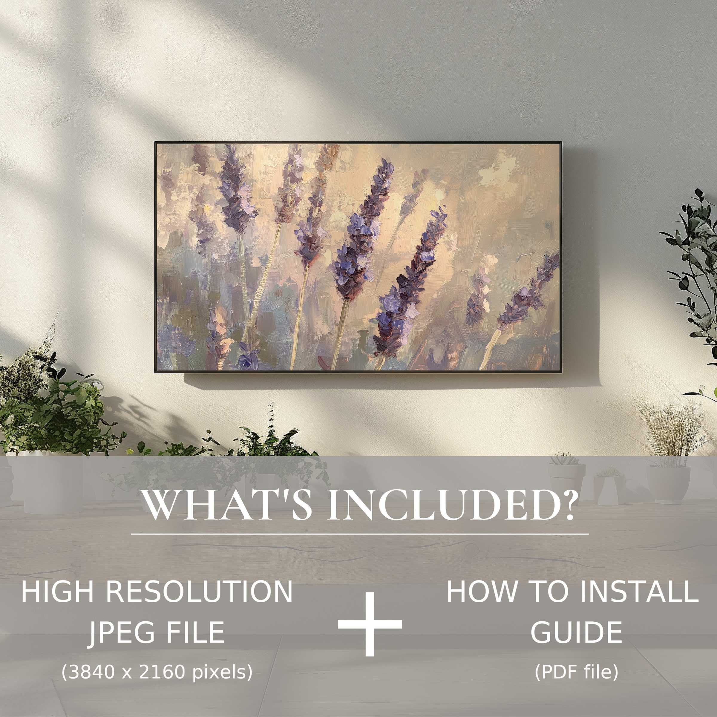 Elegant botanical digital TV art download with easy use, enhancing your modern living space with serene floral beauty