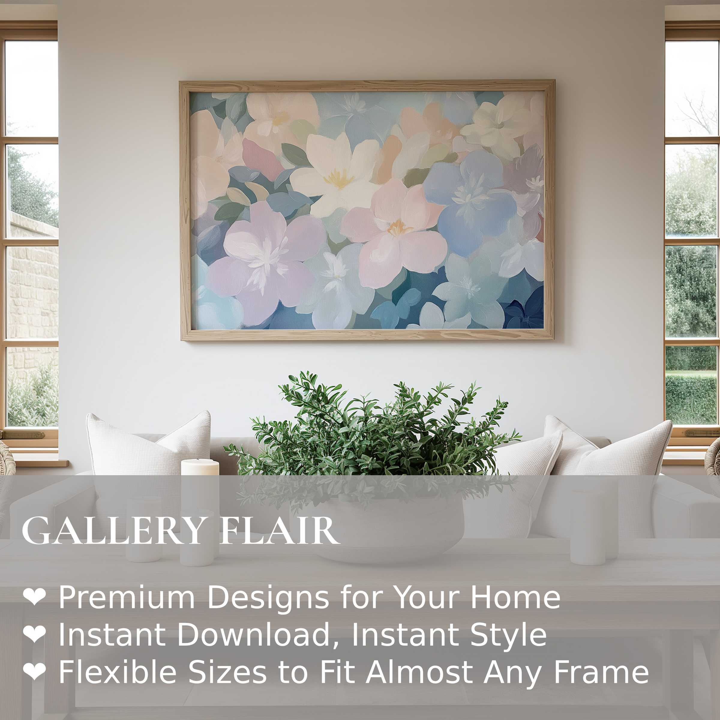 Soft pastel floral nursery wall art print enhances serene, modern nursery decor with calming, elegant garden-inspired charm and subtle color flow