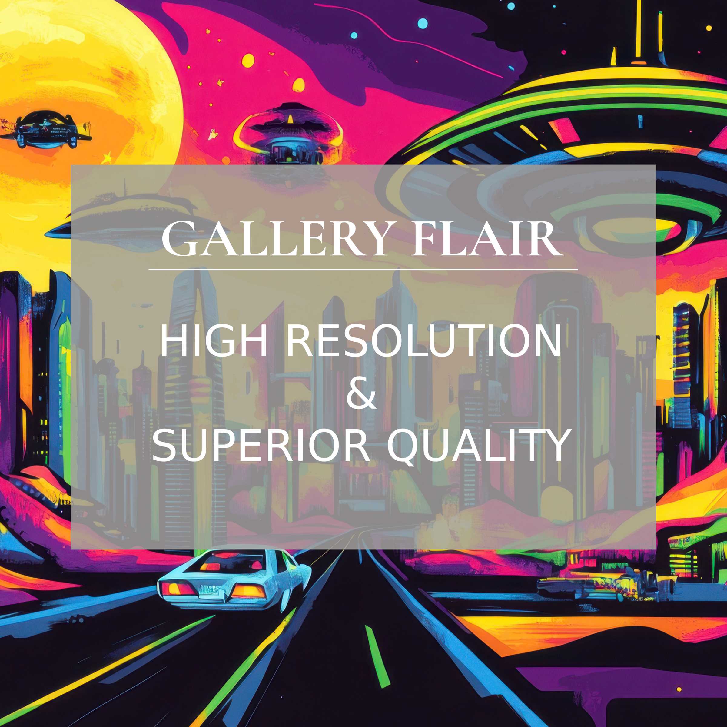 Vivid and elegant futuristic cityscape in vibrant hues, optimized for sharpness and detail in a pop art Frame TV picture
