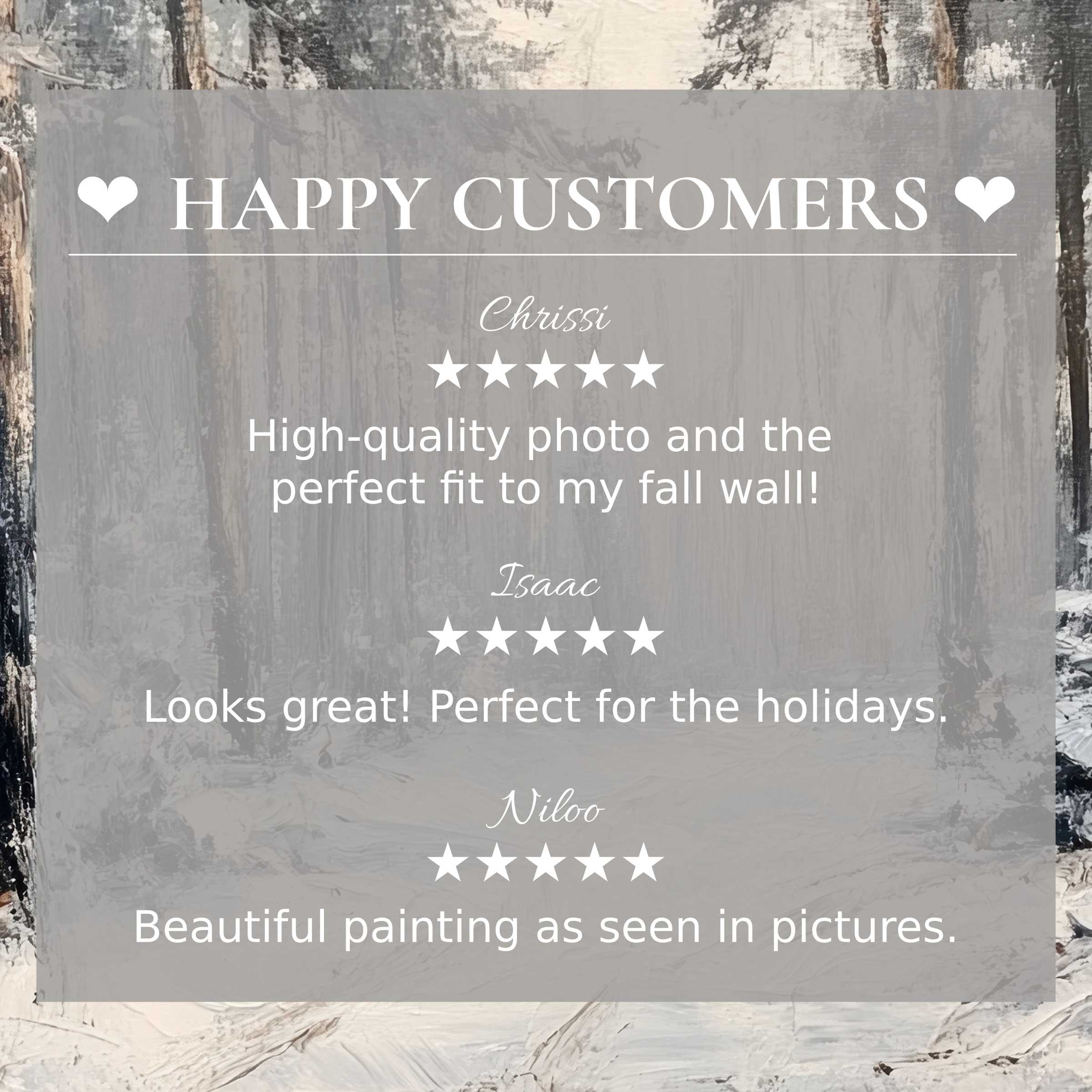 Winter art for Frame TV with abstract neutral tones; happy customer reviews build trust and showcase refined elegance