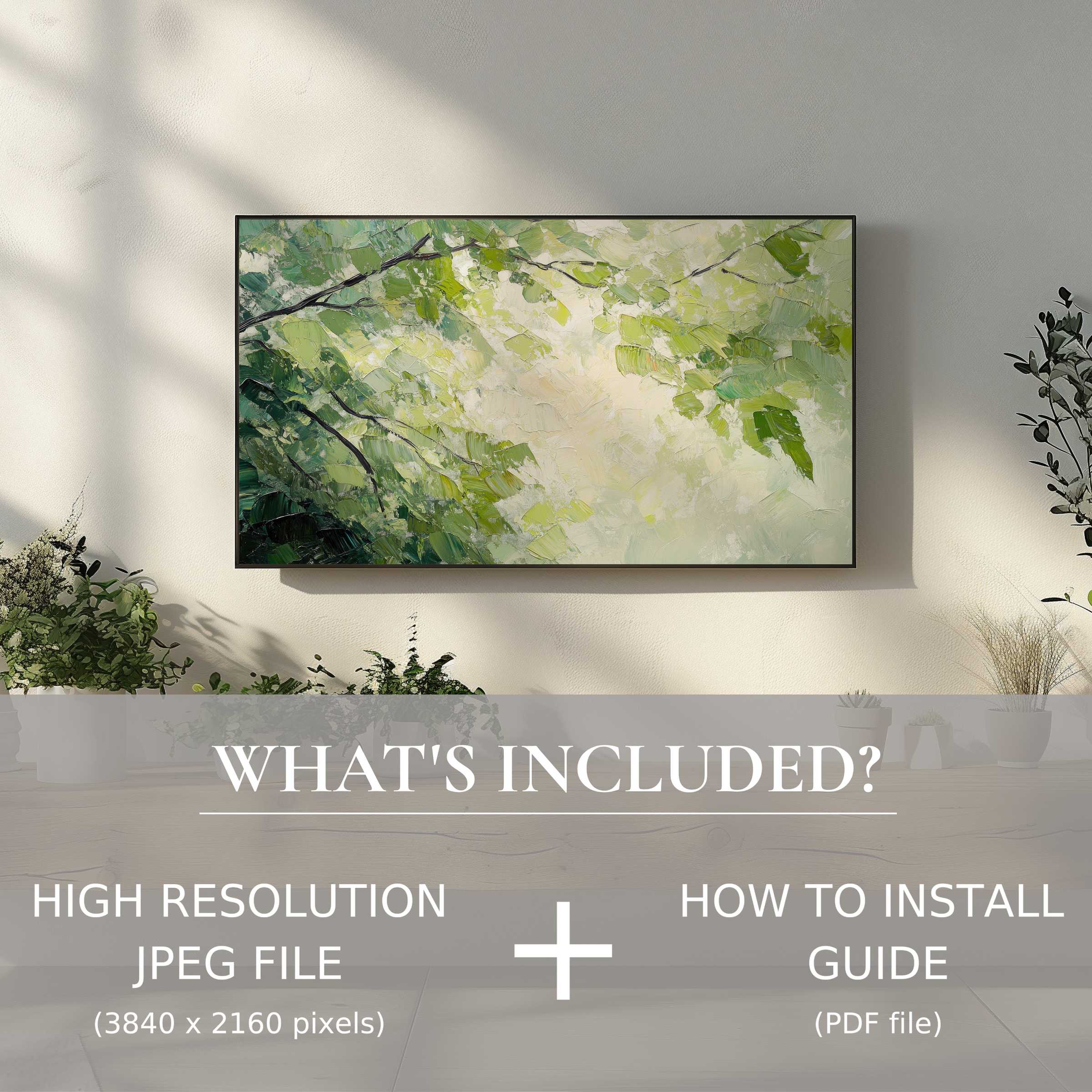 Elegant spring digital TV art download with easy digital use, enhancing modern living spaces with lush nature visuals