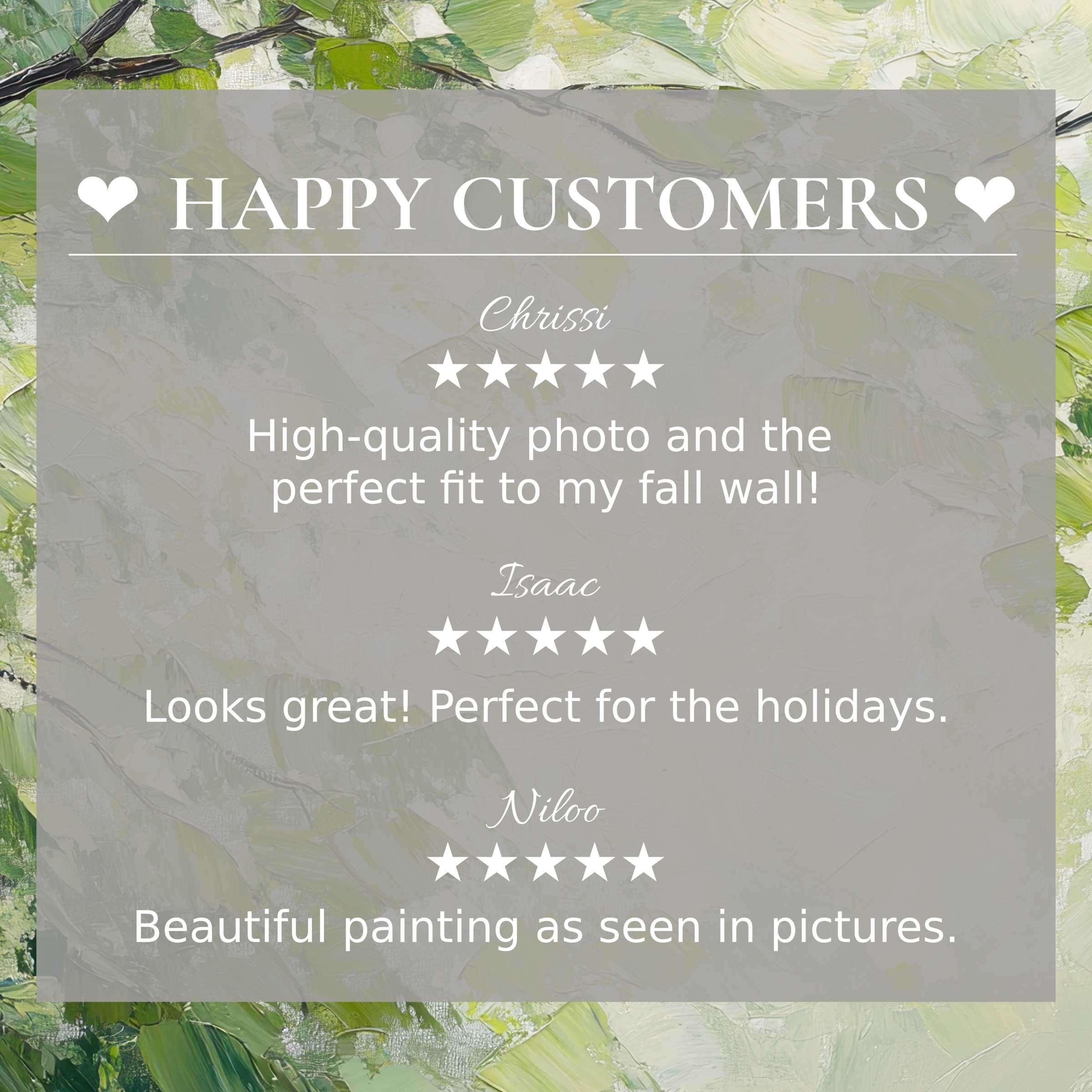 spring art for Frame TV with textured green abstract background, happy customer reviews build trust and elegance