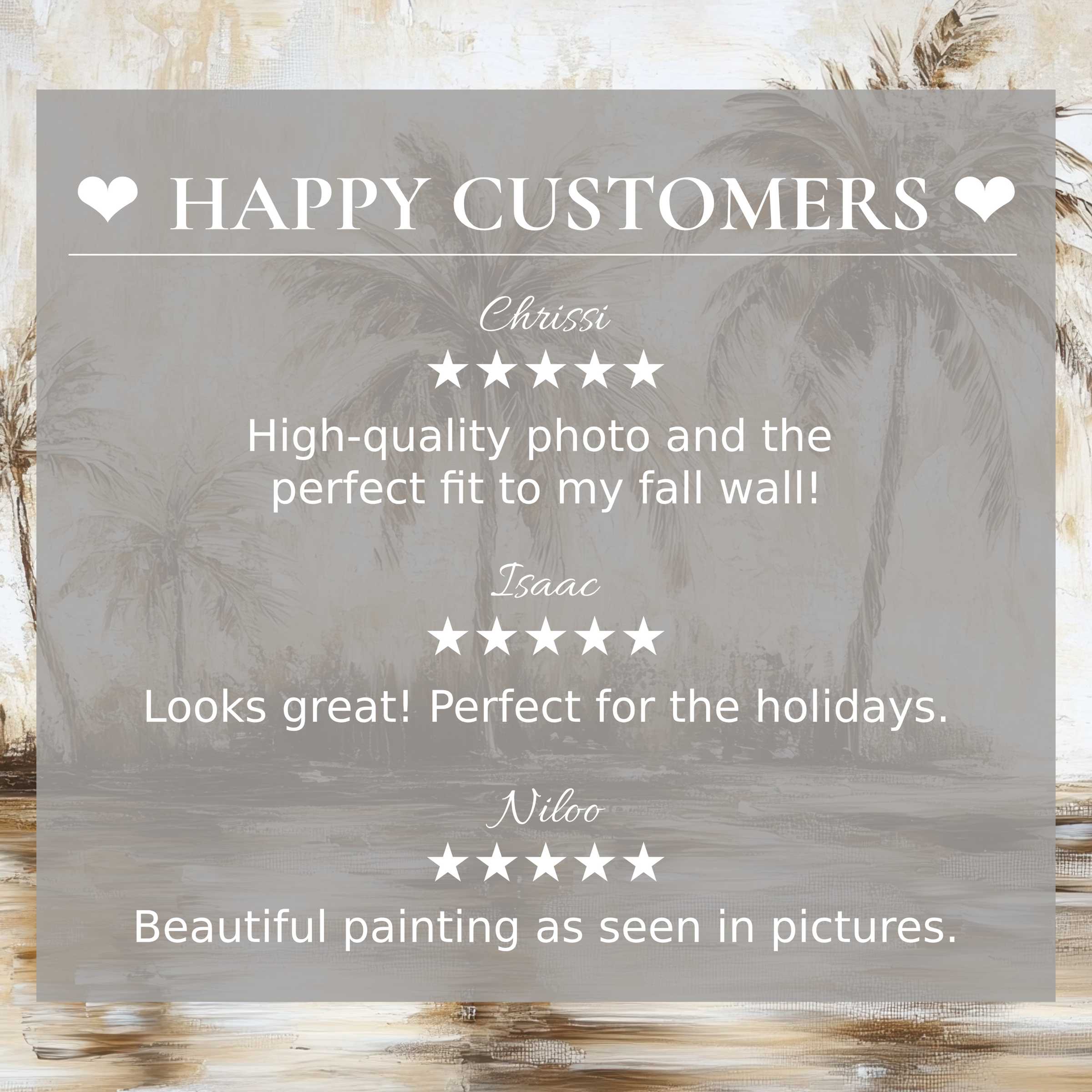 Vintage art for Frame TV with abstract sunset tones and happy customer reviews building trust and elegant appeal