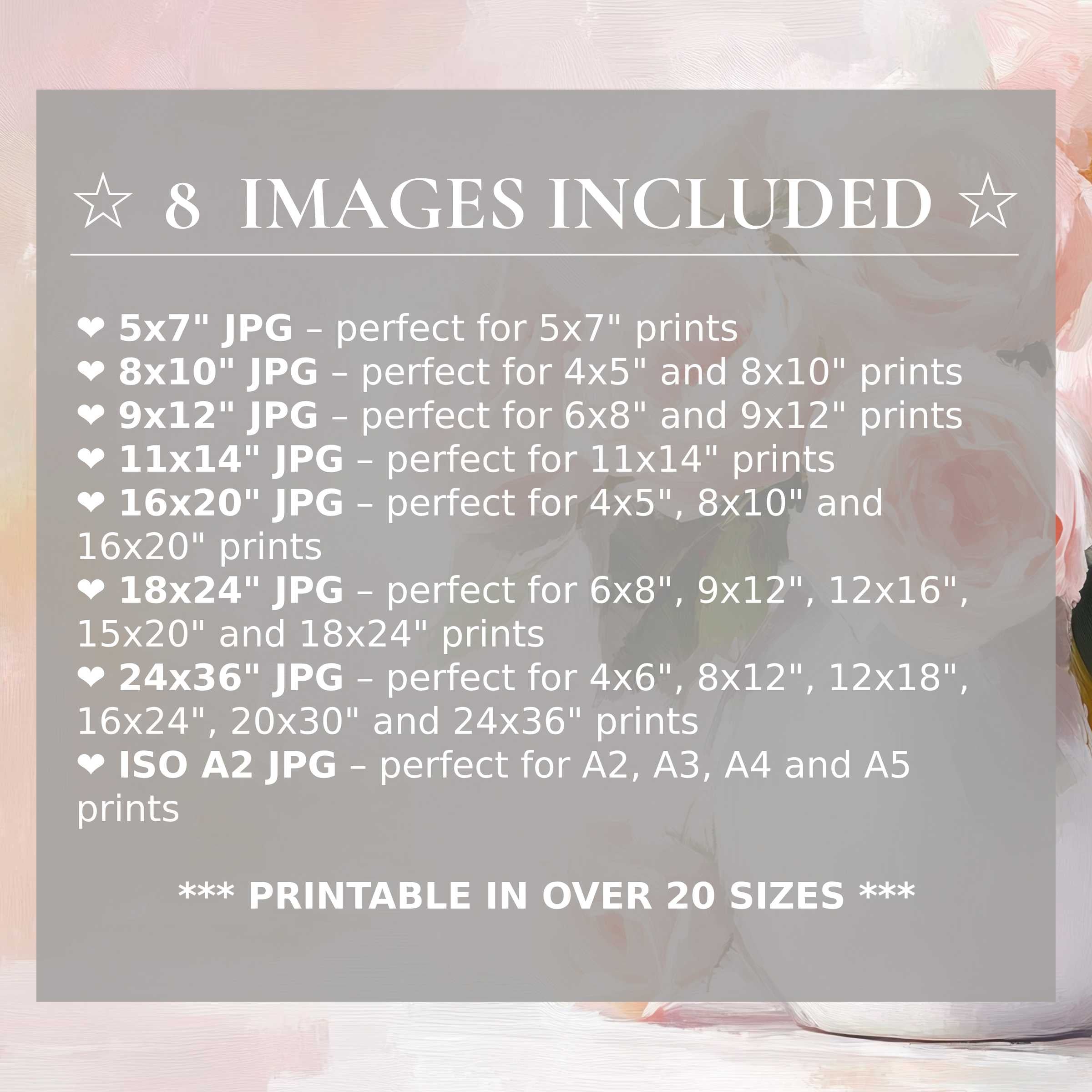Radiant floral digital print in soft blush and cream hues, offered in 8 high-resolution sizes to elevate modern interiors with elegant versatility