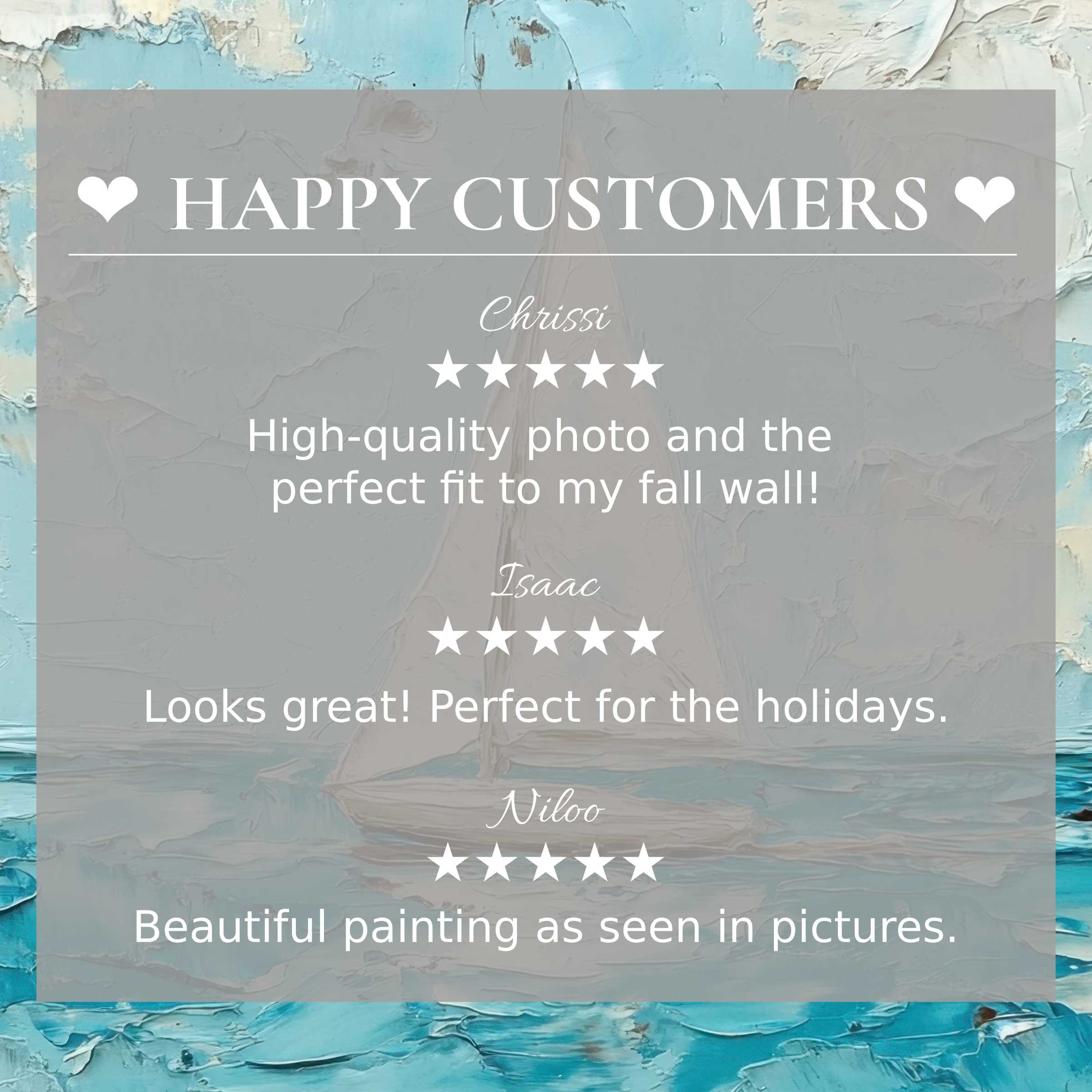 Elegant summer art for Frame TV with abstract sunset hues, showcasing happy customer reviews that inspire trust and style