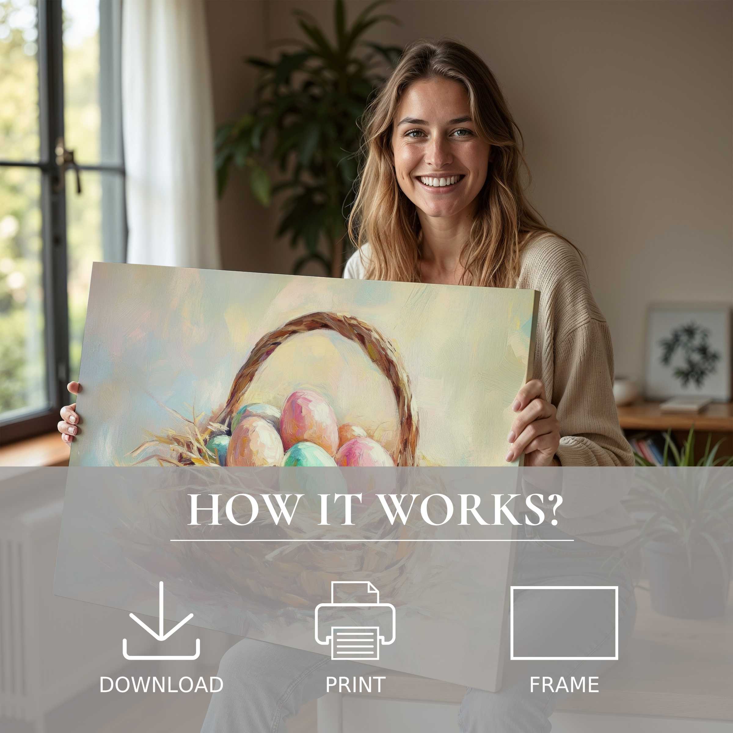 A serene moment of joy in a modern home where easter digital art print brings warmth, connection, and effortless elegance to living spaces