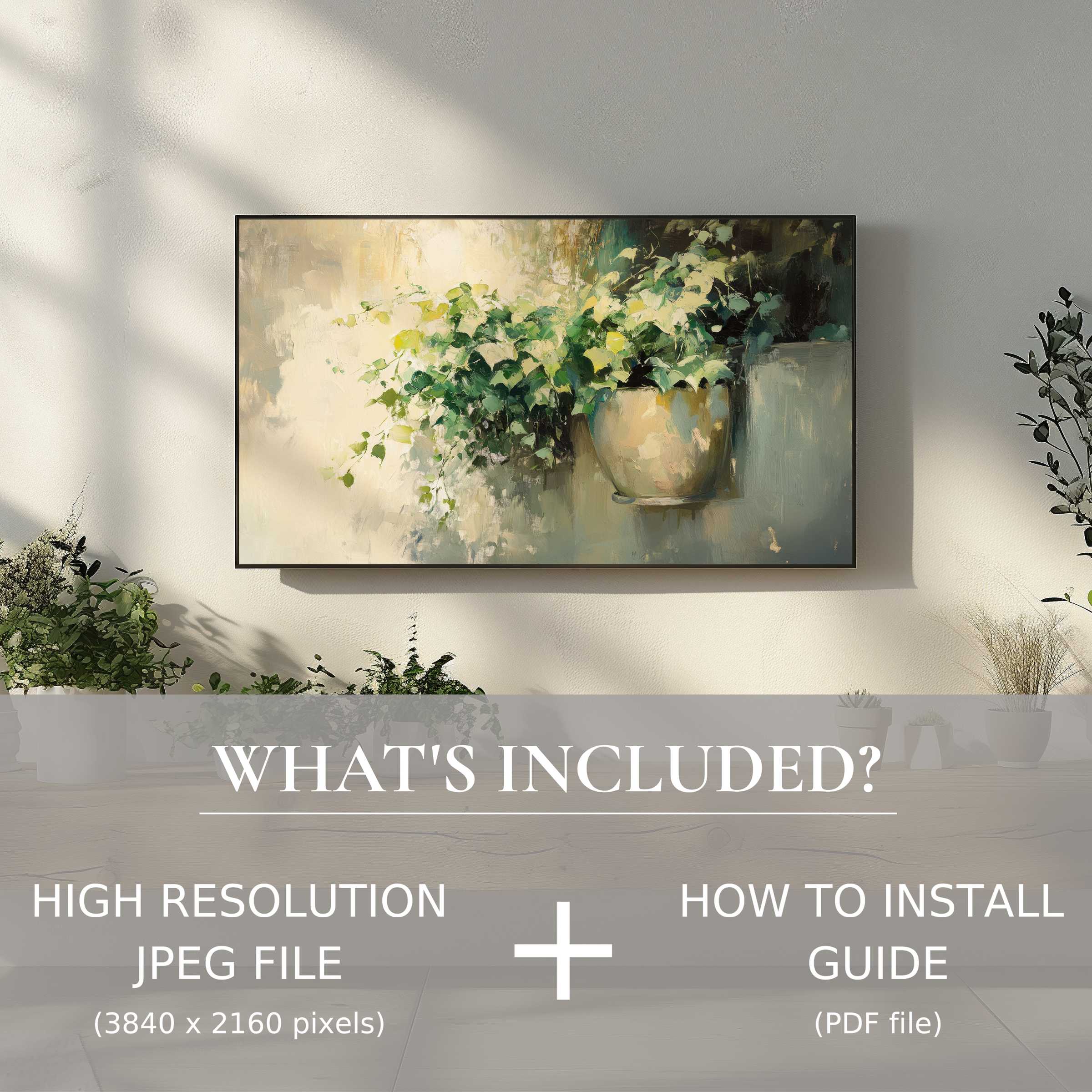 Elegant botanical digital TV art download enhances any living space with easy digital use and timeless style