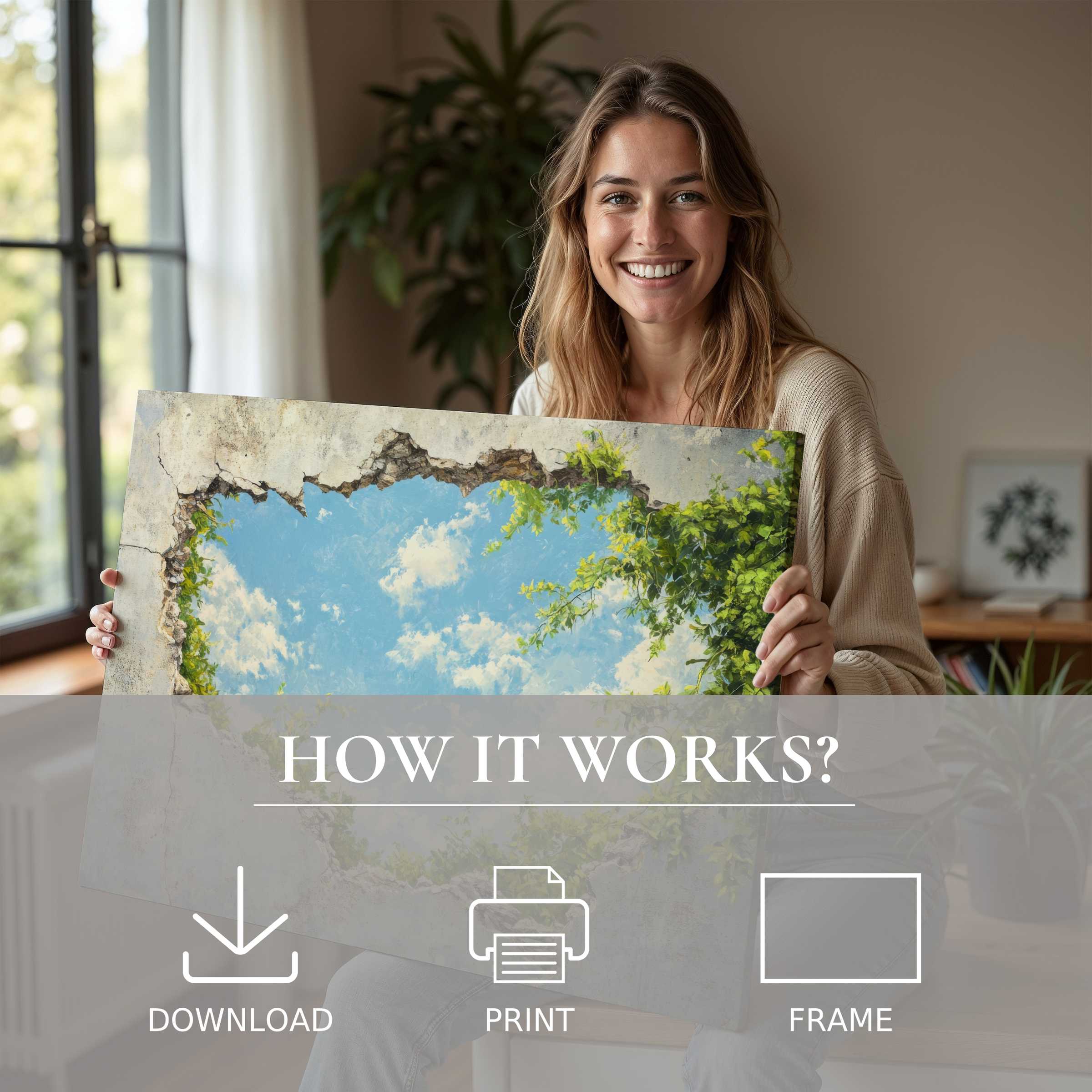 A radiant moment of connection and joy in a modern home, showcasing street art digital art print's ease and beauty