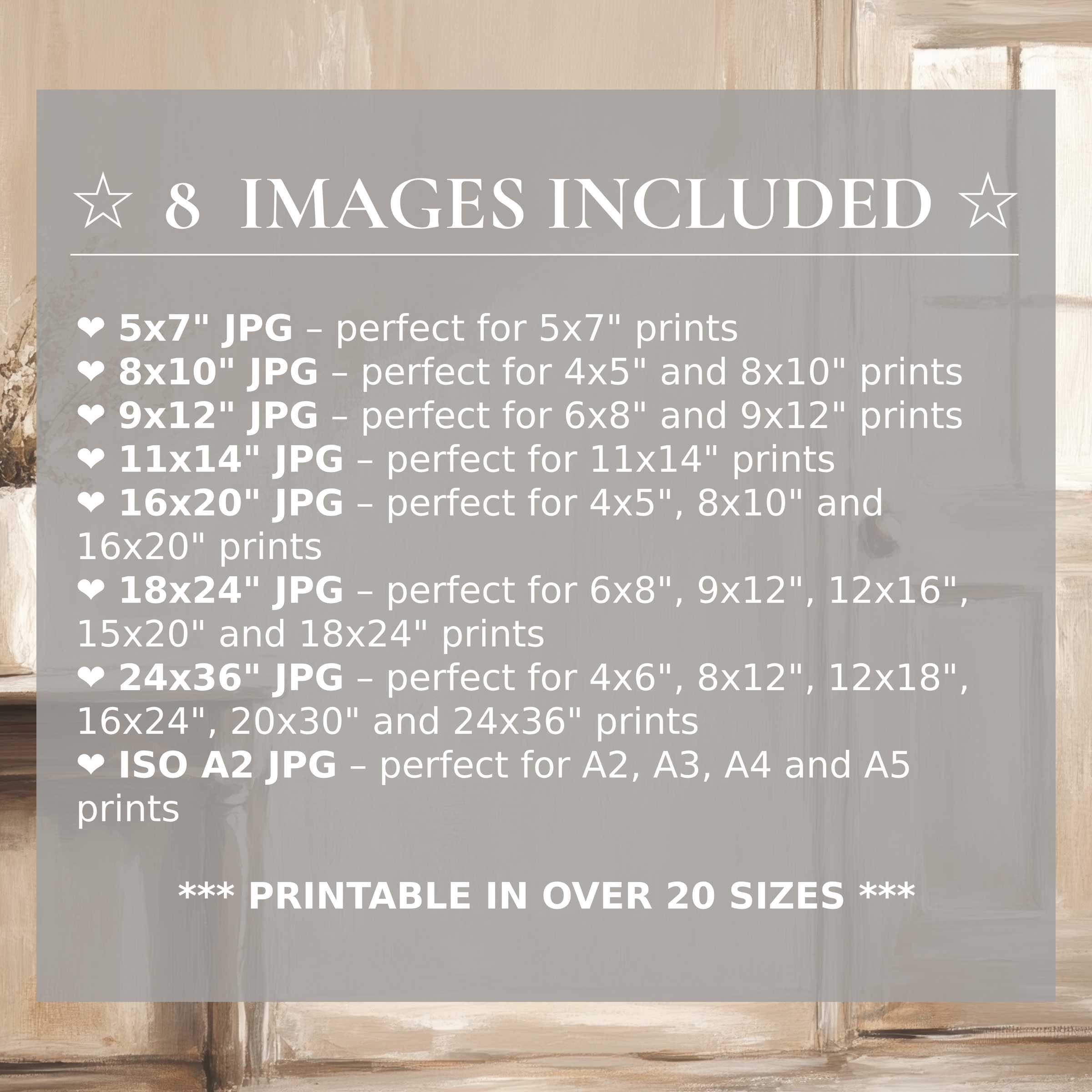 Farmhouse digital print exuding warm neutrals and soft white tones, available in 8 high-quality sizes for versatile modern interiors