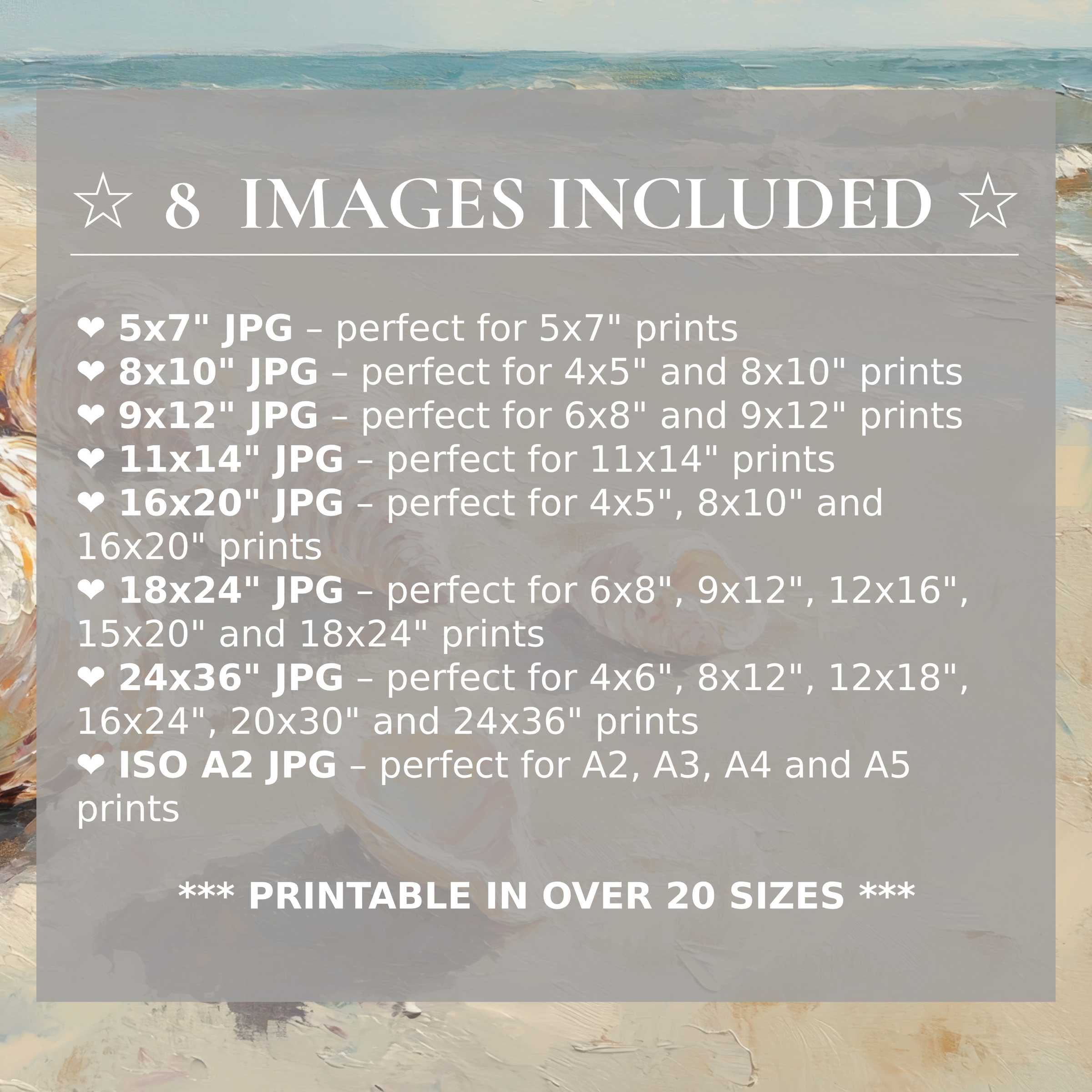 Radiant summer digital print in tranquil blues and sandy neutrals, elevating modern interiors with style and 8 size downloads