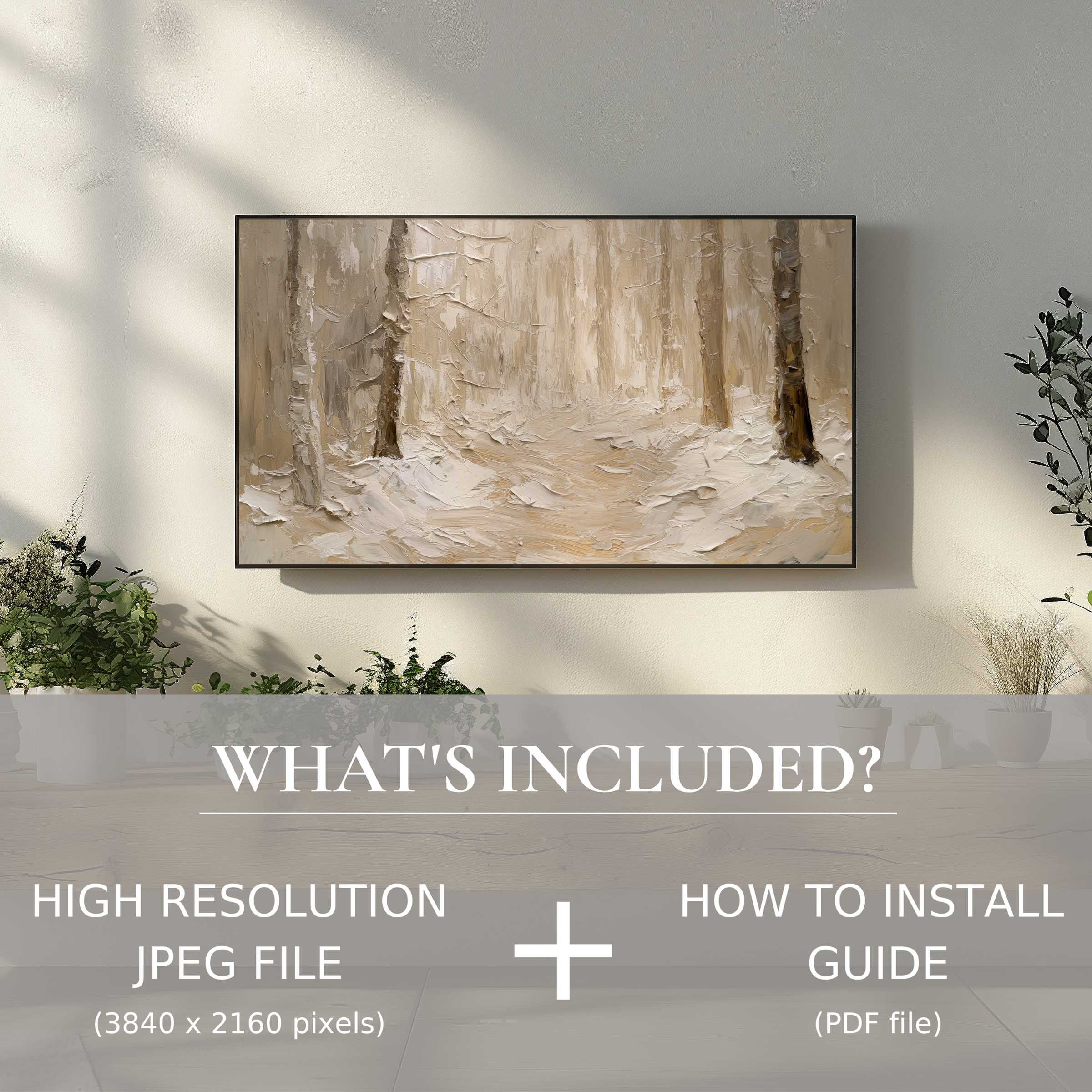 Elegant spring digital TV art download brightens modern living space with easy use and stylish, serene nature-inspired decor