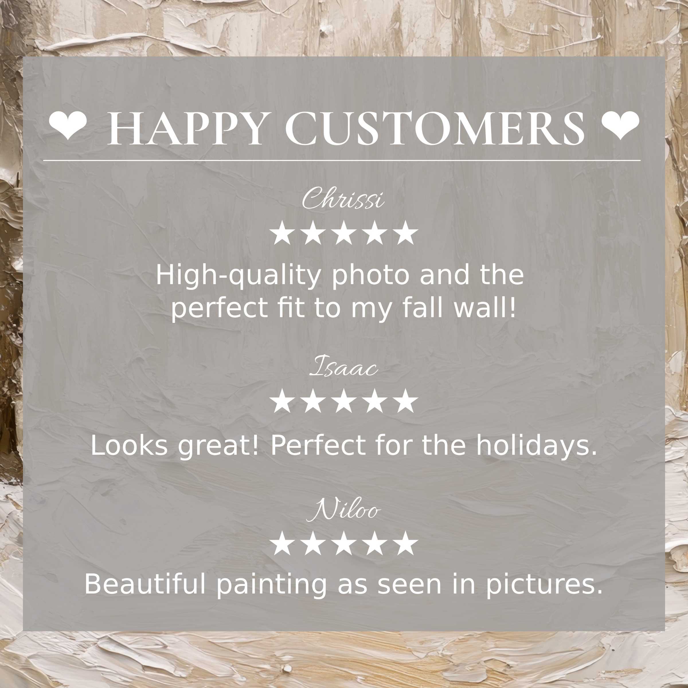 Elegant reviews from happy customer highlight spring art for Frame TV with textured neutral beige background
