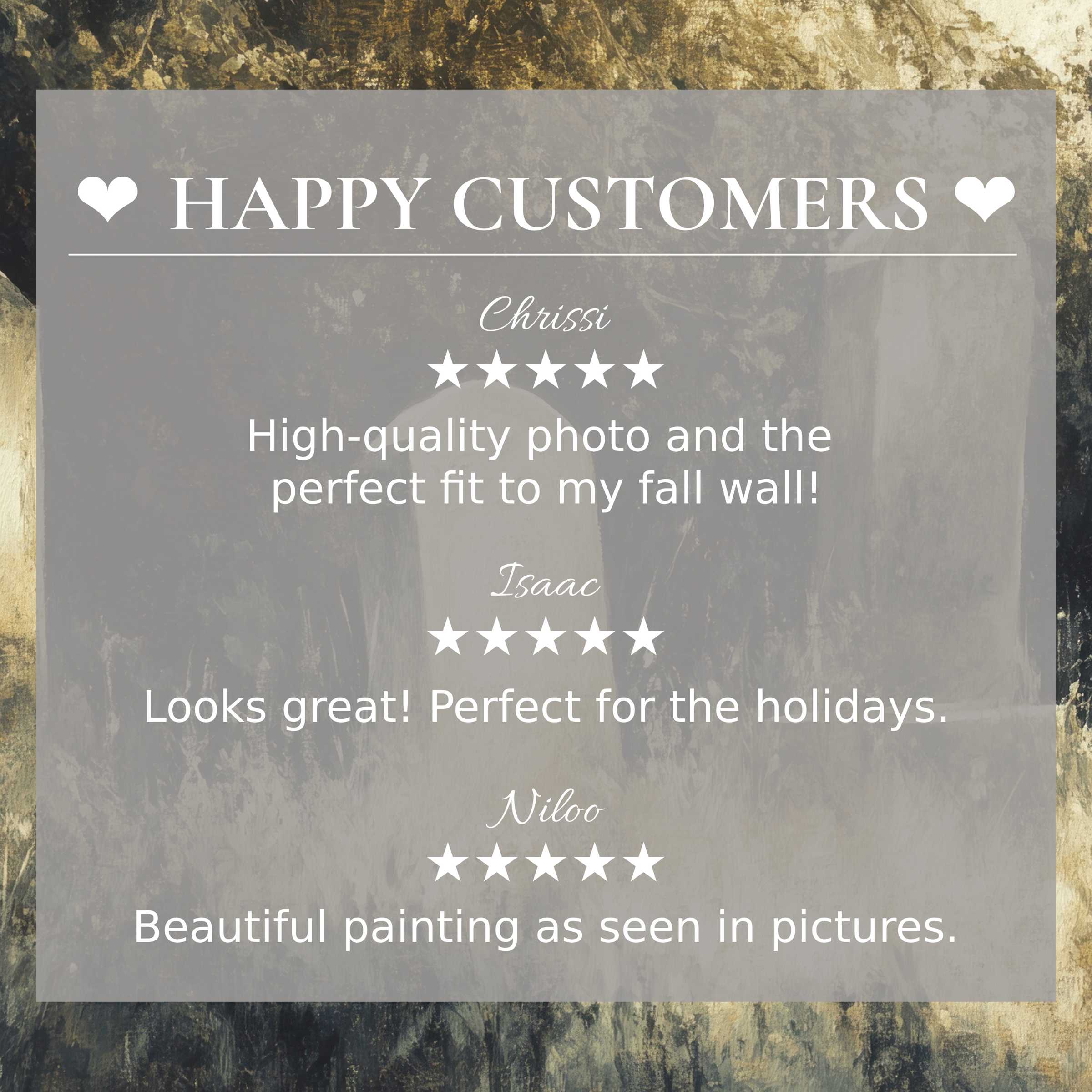 Refined halloween art for Frame TV with abstract gold and gray tones, showcasing happy customer reviews and elegant design