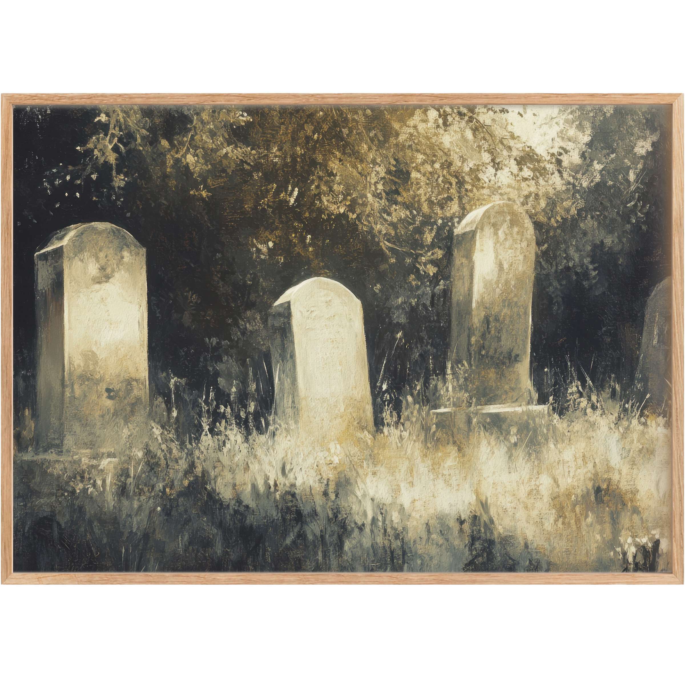 Evoke haunting elegance with this Halloween printable wall art, where muted golds and deep shadows create a mysterious, timeless ambiance